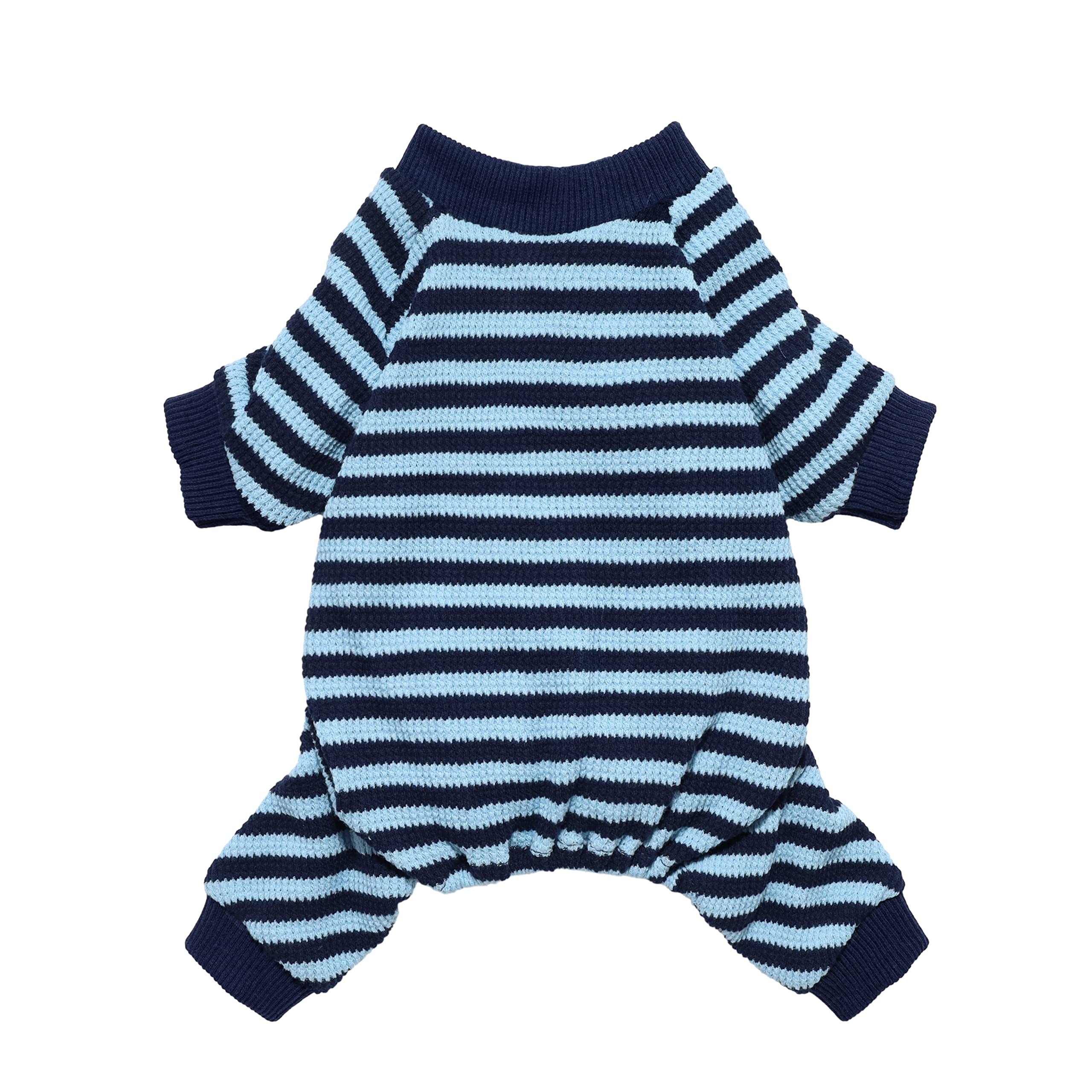Fitwarm Blue And White Striped Dog Pajamas, Waffle Dog Clothes For Small Dogs Girl Boy, Puppy Onesie With Feet, Pet Cat Outfit, 