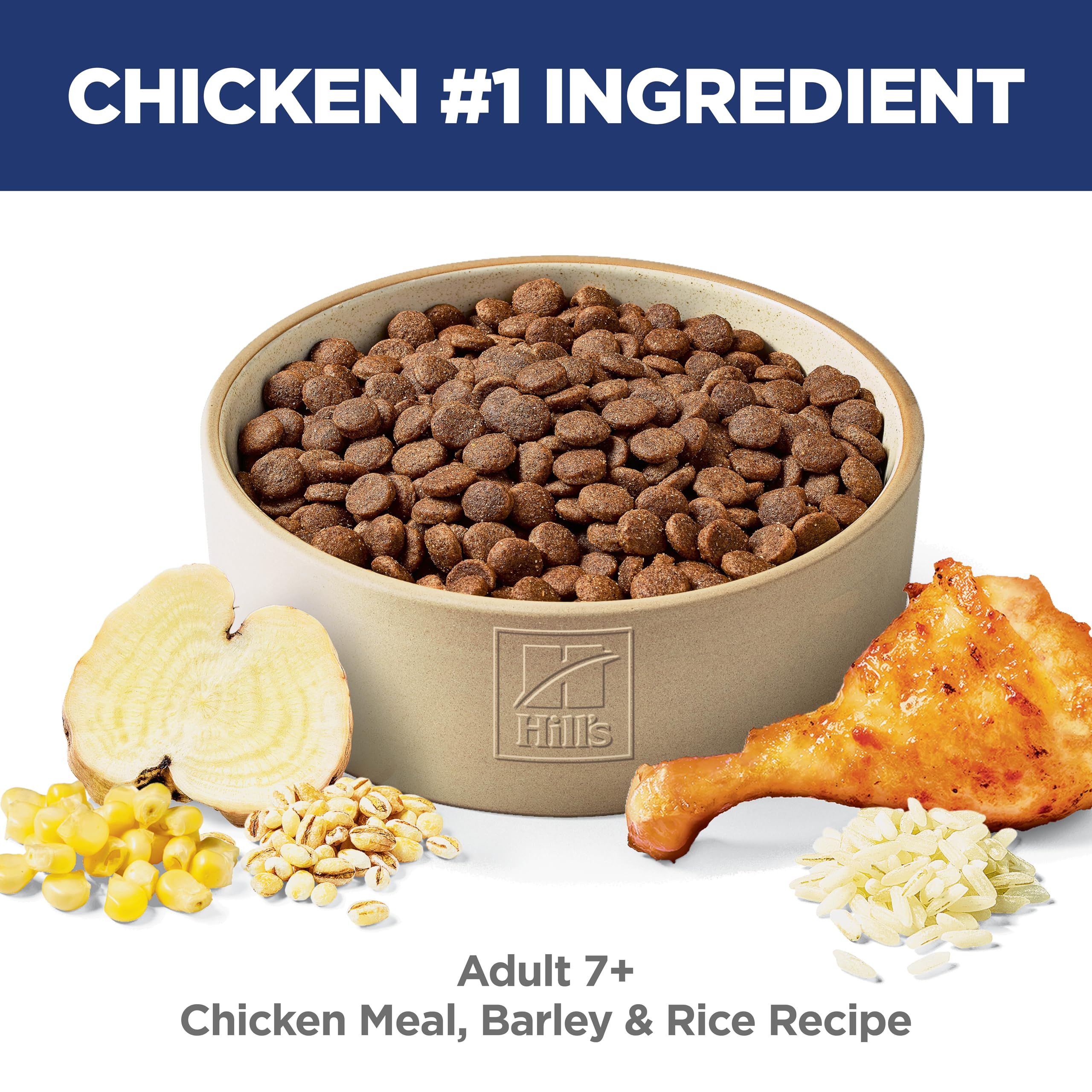 Hills Science Diet Adult 7+, Senior Adult 7+ Premium Nutrition, Dry Dog Food, Chicken, Brown Rice, & Barley, 33 lb Bag