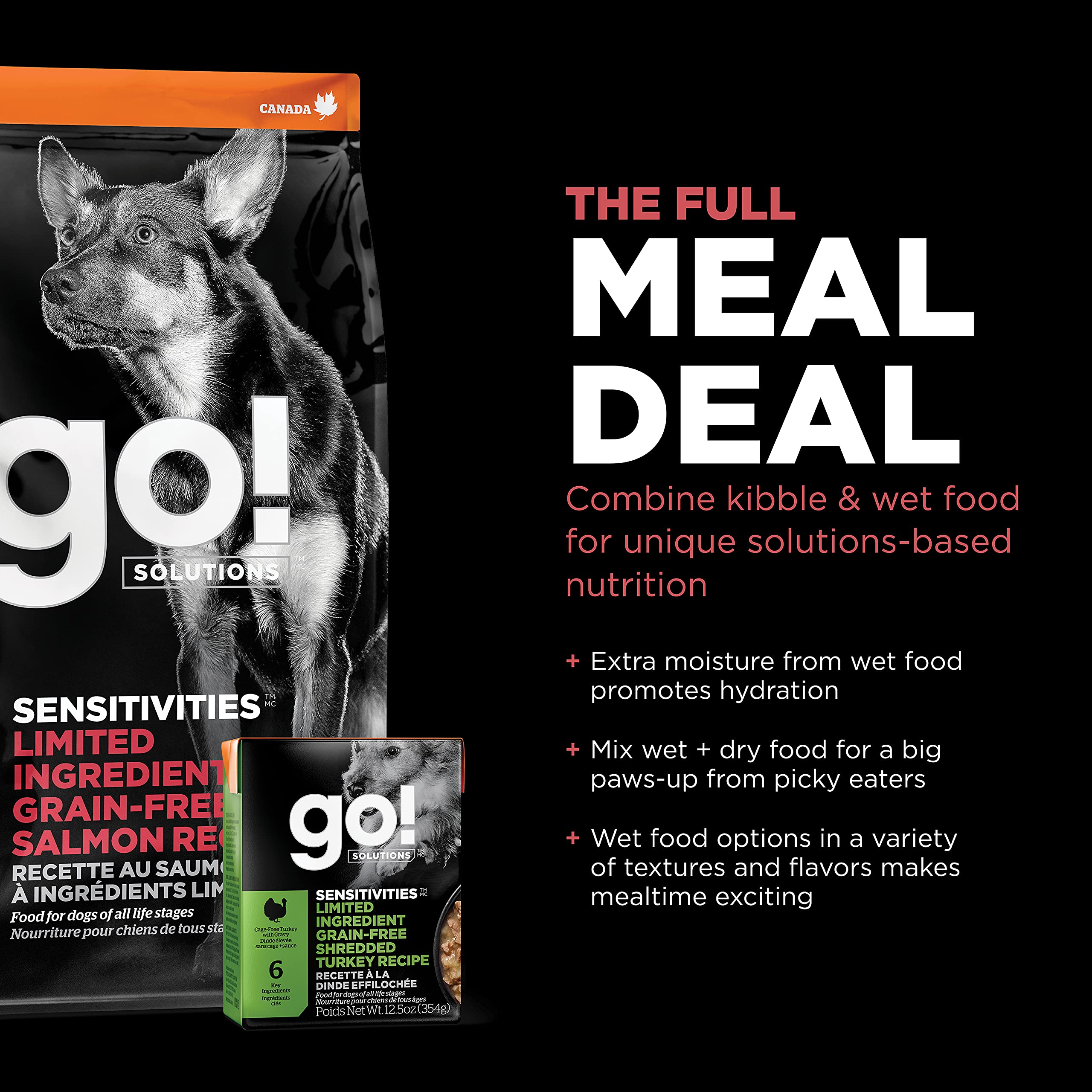 Go! Solutions Sensitivities Limited Ingredients, Grain-Free Dry Dog Food, Salmon Recipe for Sensitive Stomach, 22 lb Bag