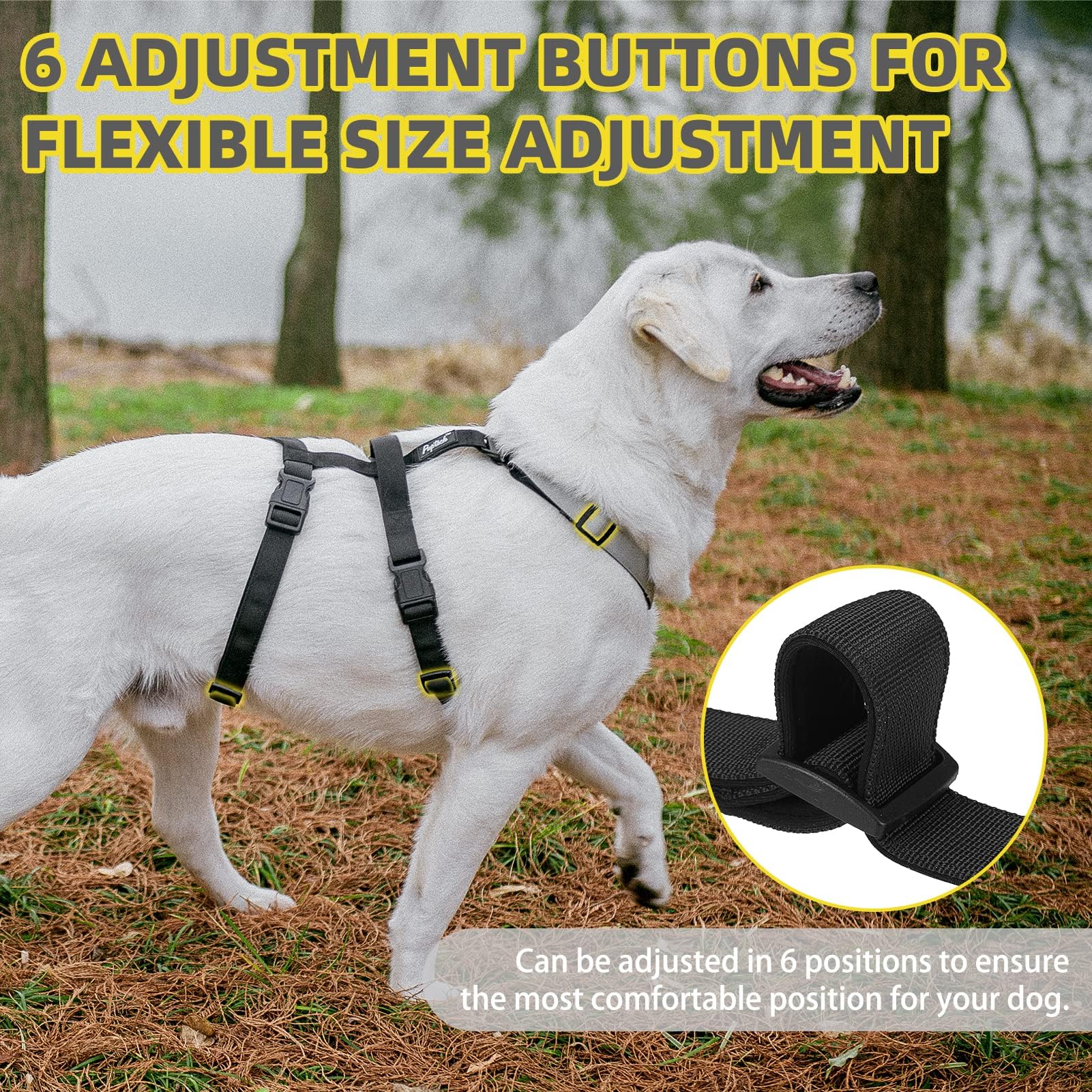 Pupteck Escape Proof Dog Harness - No Pull Soft Padded Full Body Pet Halter Harness With Lift Handle For Small Medium Large Doggies Walking Hiking Hunting, Snowwhite & Black, Xl
