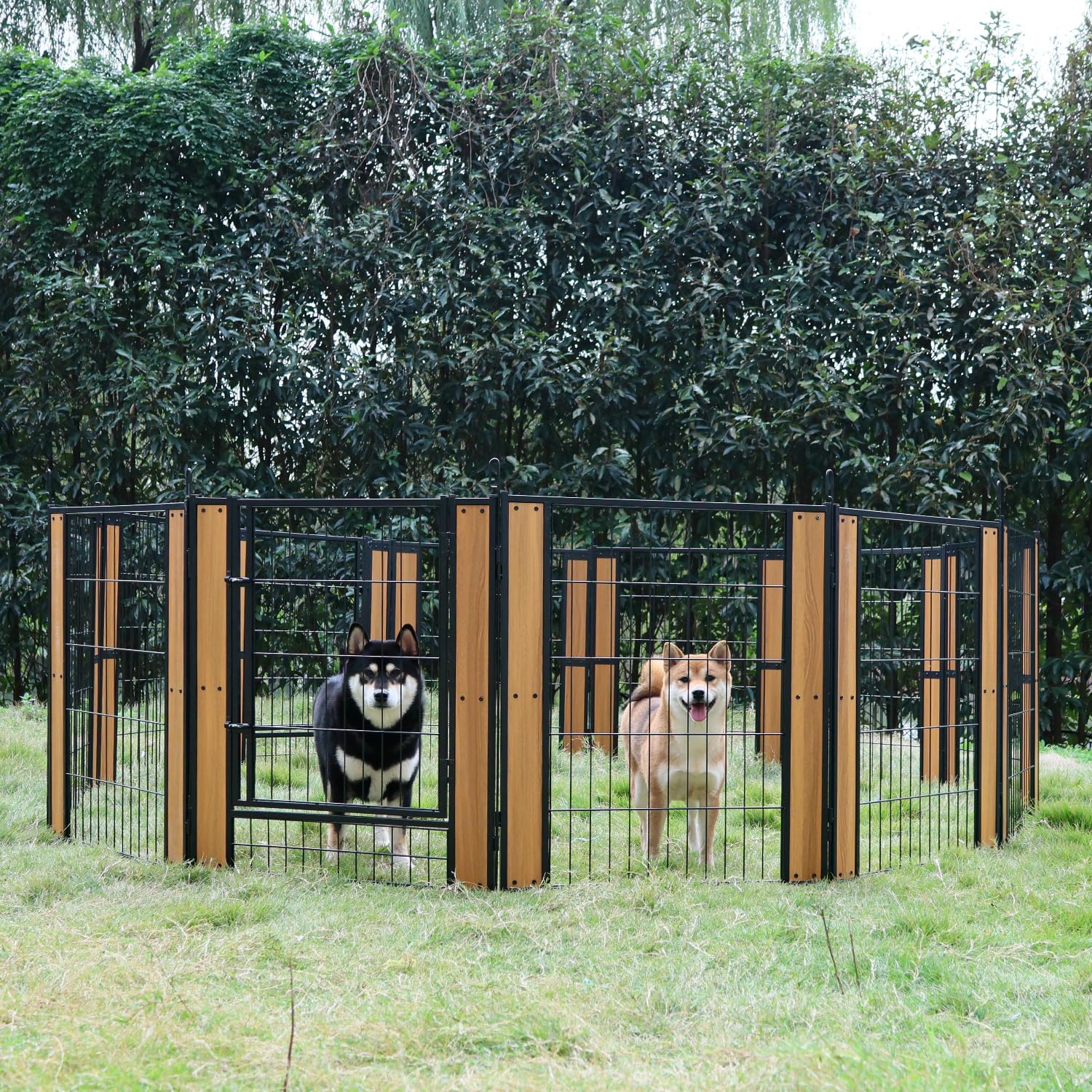 Rypetmia Heavy Duty Dog Playpen - 32 Inch Height - Indoor/Outdoor Pet Fence - Foldable Exercise Pen For Medium & Small Dogs