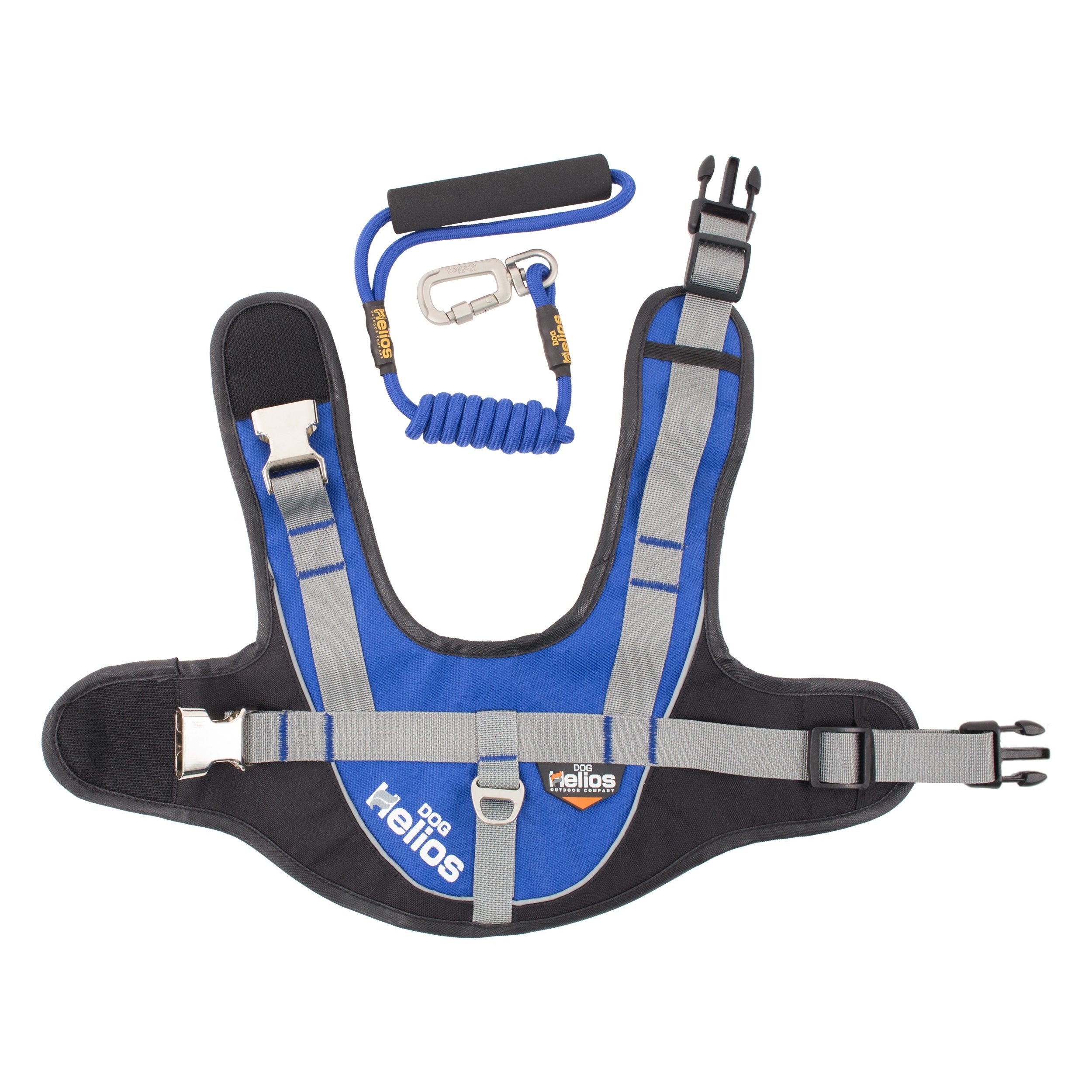 DOGHELIOS 'Bark-Mudder' Easy Tension 3M Reflective Endurance 2-in-1 Adjustable Pet Dog Leash and Harness, Large, Blue