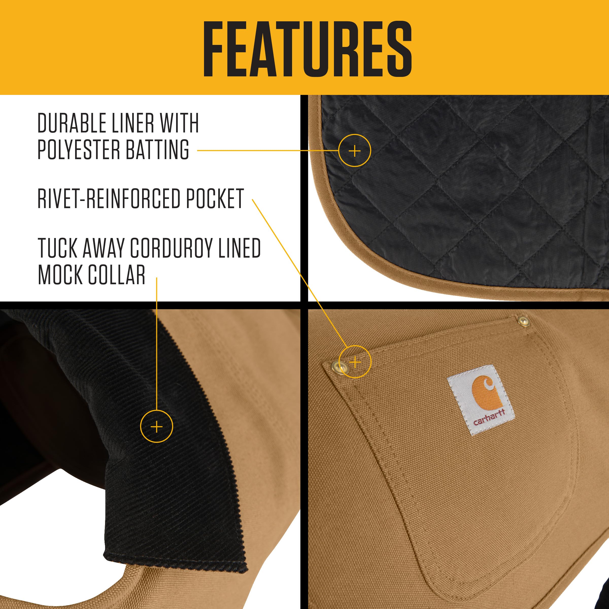 Carhartt Insulated Dog Chore Coat, Weather Resistant, X-Large, Carhartt Brown, 12 oz Cotton Duck