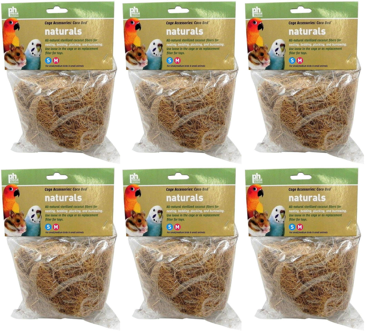 Prevue Pet Products 6 Pack Of Coco Bedding For Small/Medium Birds And Small Animals6