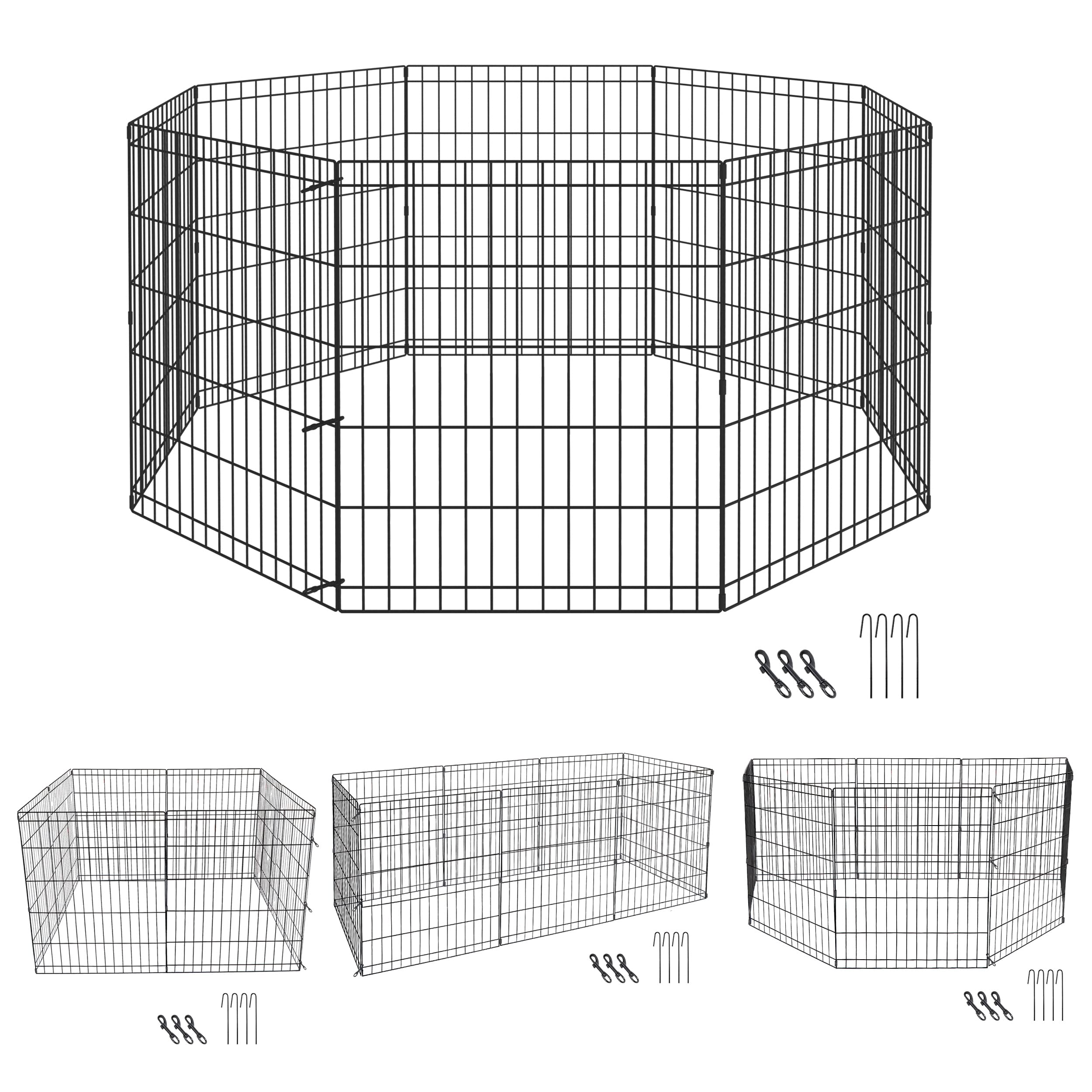 Pet Dog Playpen 24/30/36/42/48 Inch Metal Portable Dog Exercise Pen Indoor Outdoor Folding Yard Puppy Dog Fence for Small Medium