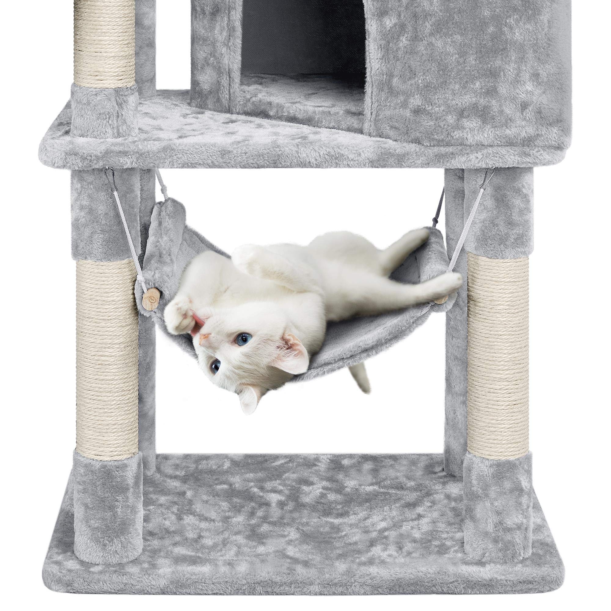 Yaheetech Multi-Level Cat Tree Condo Furniture 54.5', With Large Perch, 2.8'' Sisal Scratching Posts, Hammock, Basket, Fuzzy Ball, Stable Cat Tower Play Center Cat House
