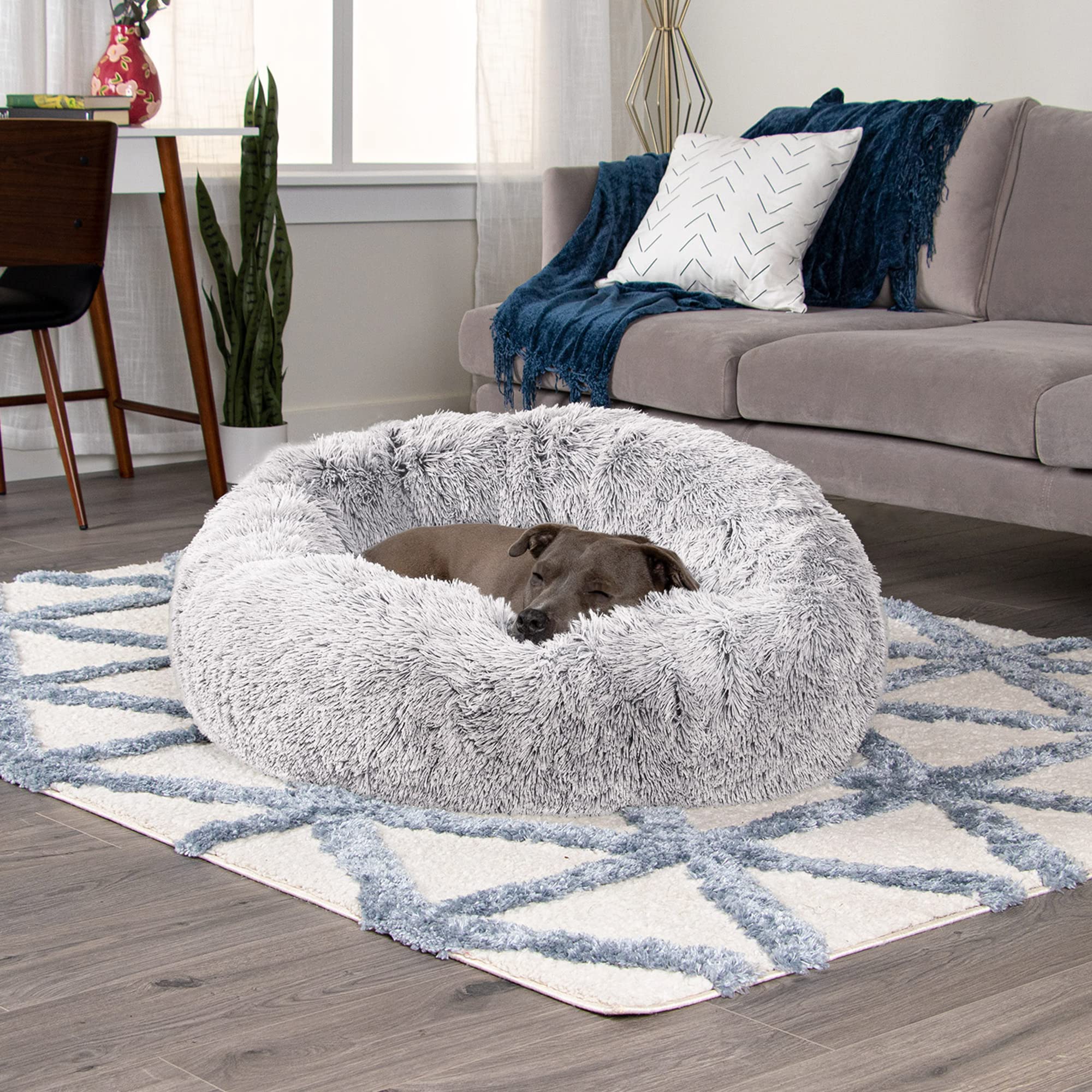 Furhaven 36'' Round Calming Donut Dog Bed For Large/Medium Dogs, Refillable W/ Removable Washable Cover, For Dogs Up To 75 Lbs -