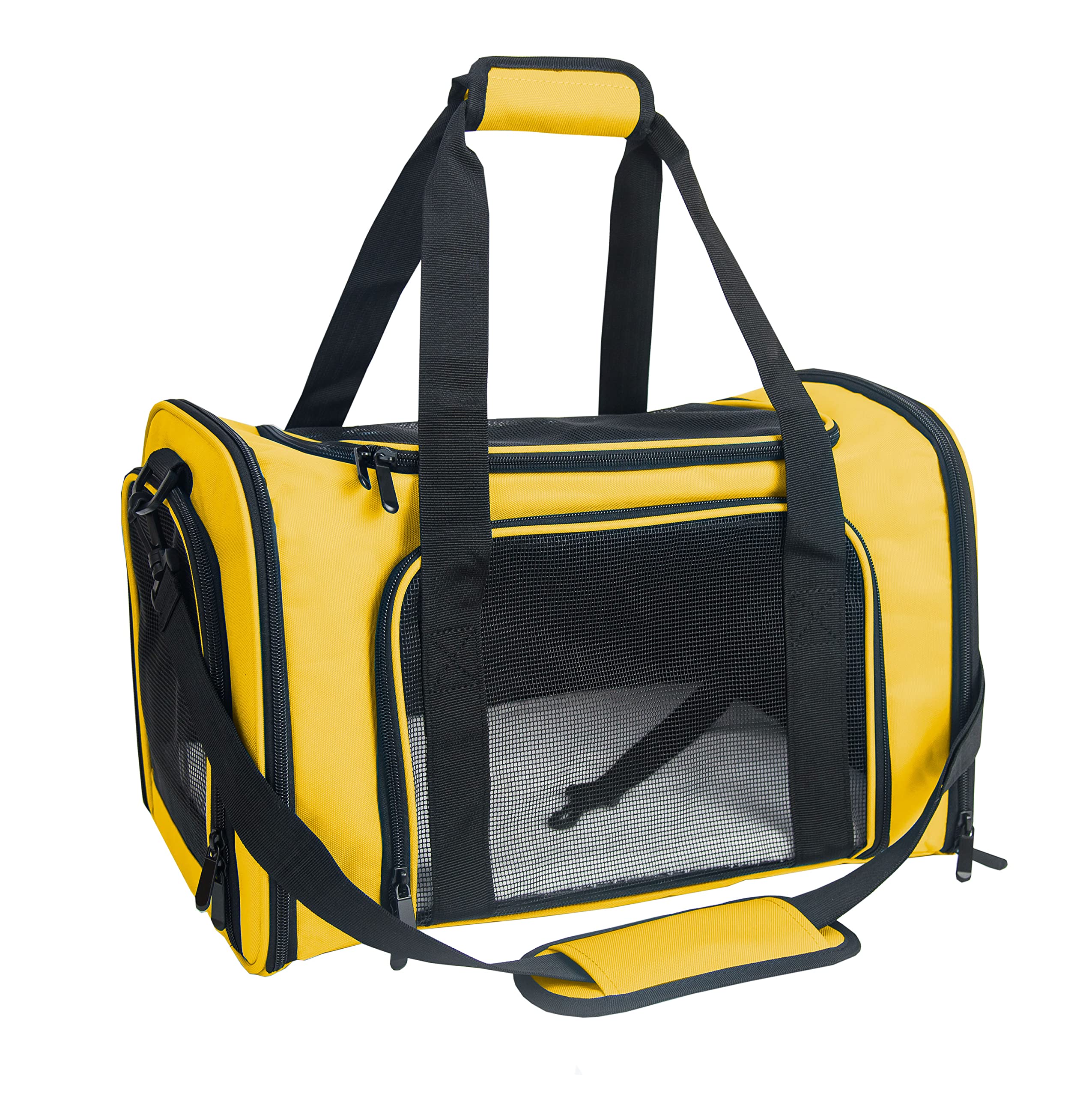 Nextfri Soft Sided Carrier For Small Medium Cats Dogs,Removable Pad Collapsible Travel Pet Carrier Large Yellow
