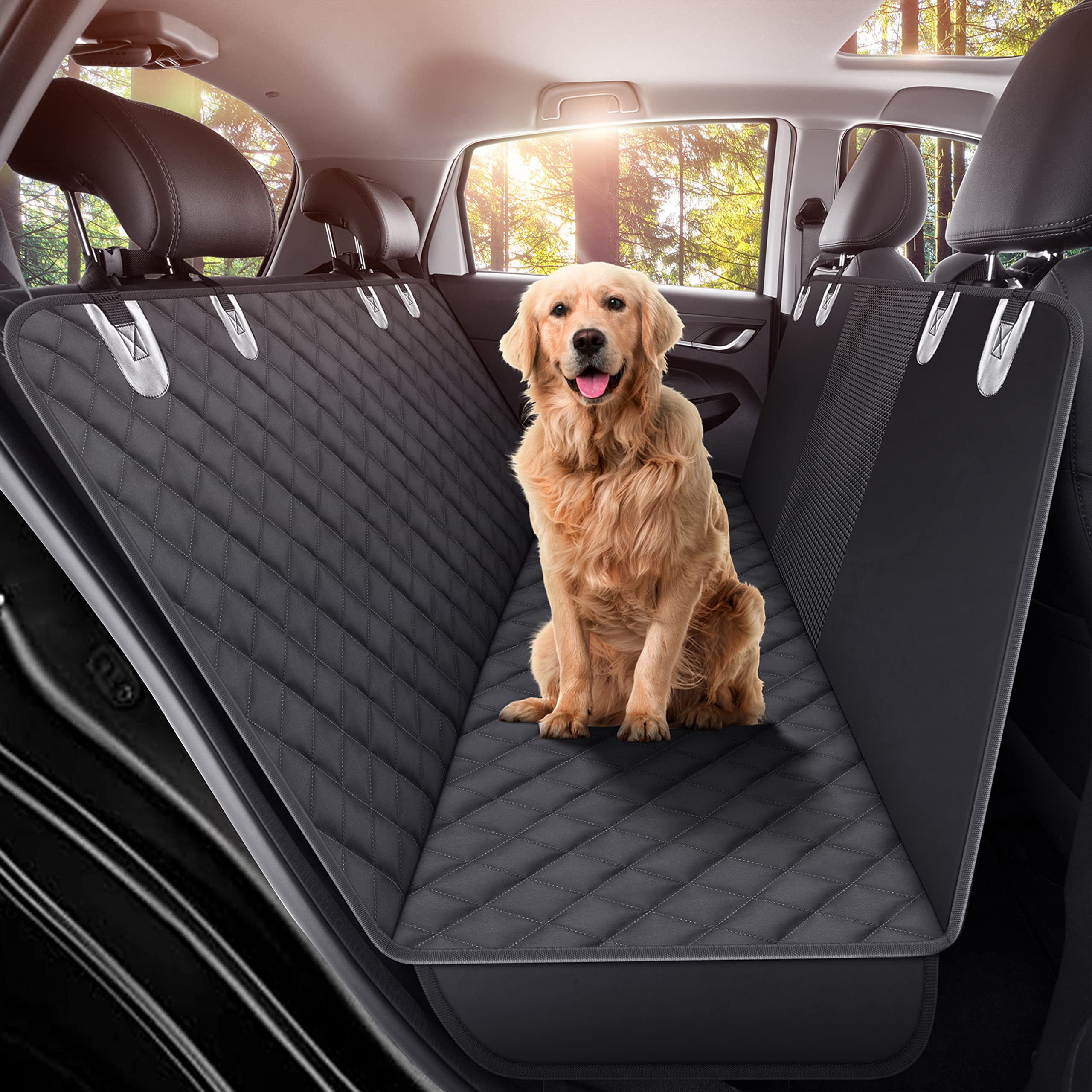 Gxt Dog Back Seat Cover Protector For Cars Suv And Trucks With Mesh Window, Scratchproof Nonslip And Waterproof Material(Black)