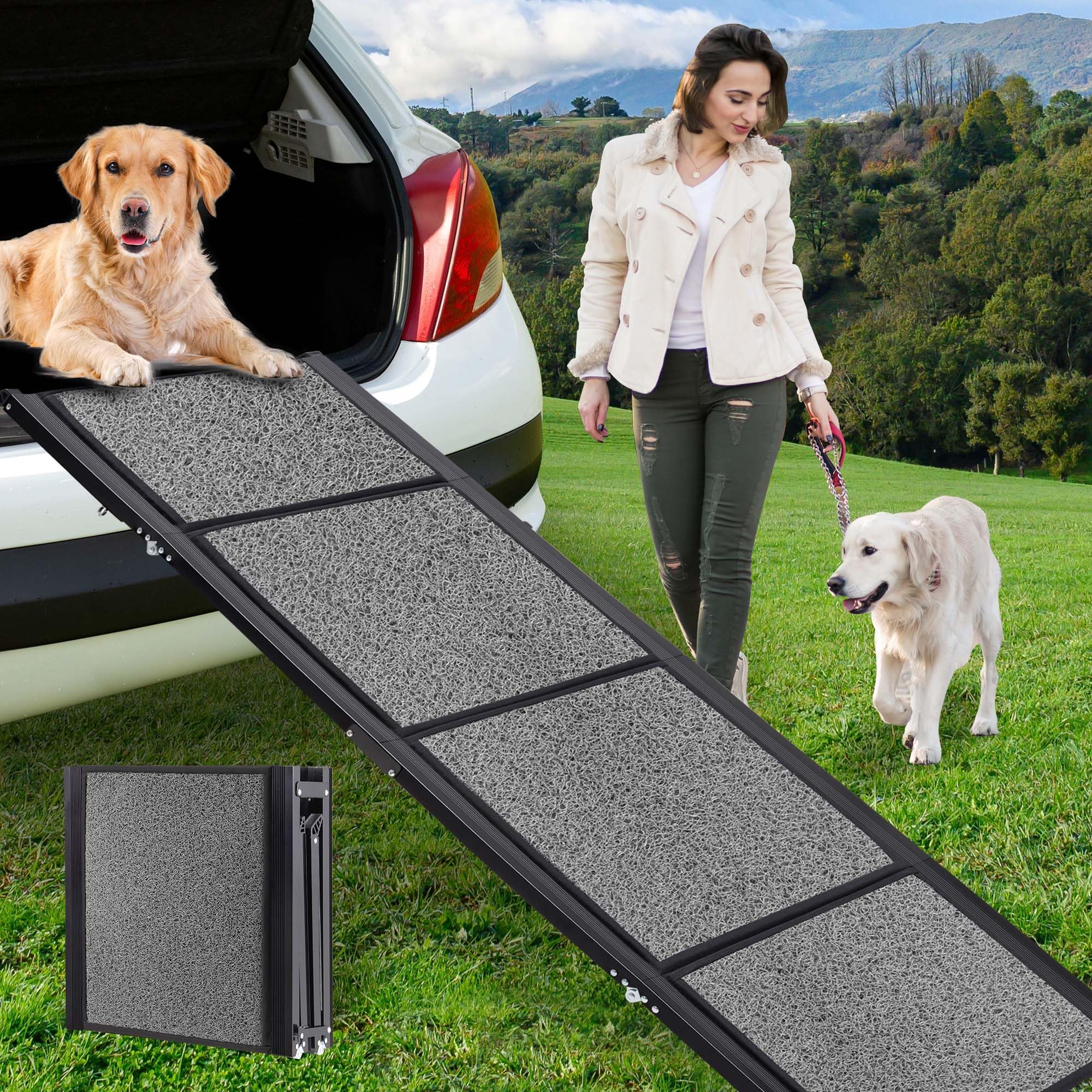 Habutway Extra Wide Dog Ramp For Car - 250Lbs Capality, 67''L X 20''W Pet Ramp, Portable Car Ramp For Large Dogs, Folding Dog Ra