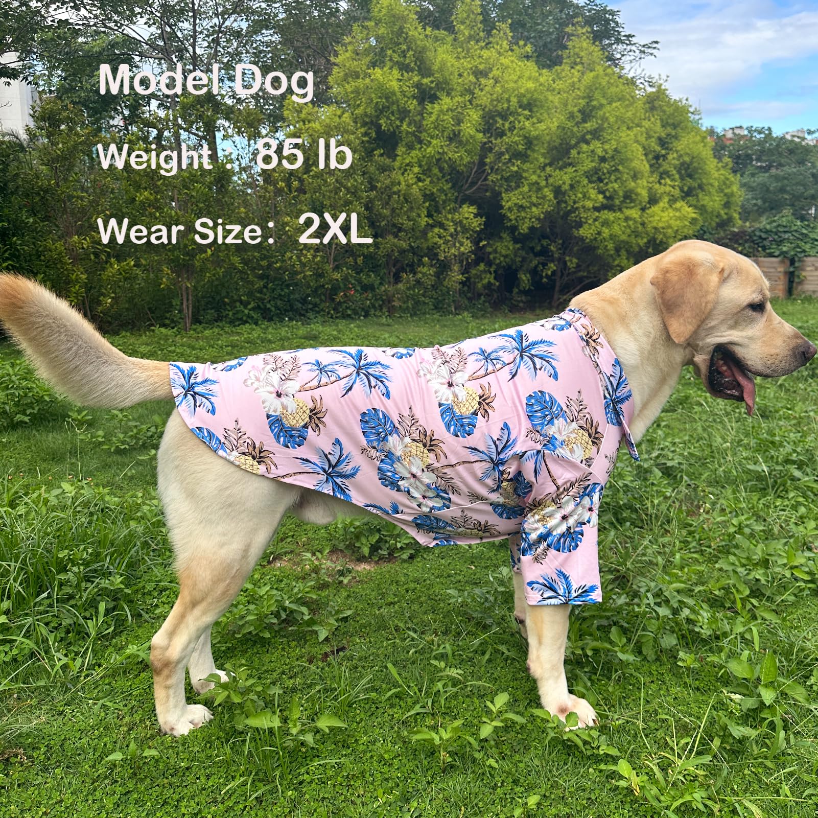 Dog Hawaii Shirt Coconut Tree Prints Polo T-Shirts Breathable Cool Beach Style Summer Dog Clothes For Medium Large Dog Boys Girl