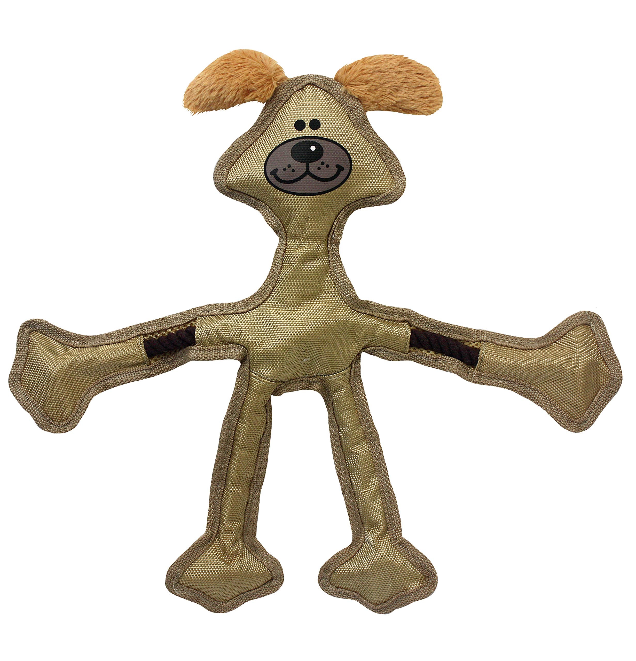 Multipet Skele Dog Rope Toy - Nylon Tug Of War Dog Toy - Squeaky Dog Toy For All Dogs - Animal Dog Toy For Playing Toss & Fetch - Cute Dog Pet Toy (15', Tan)