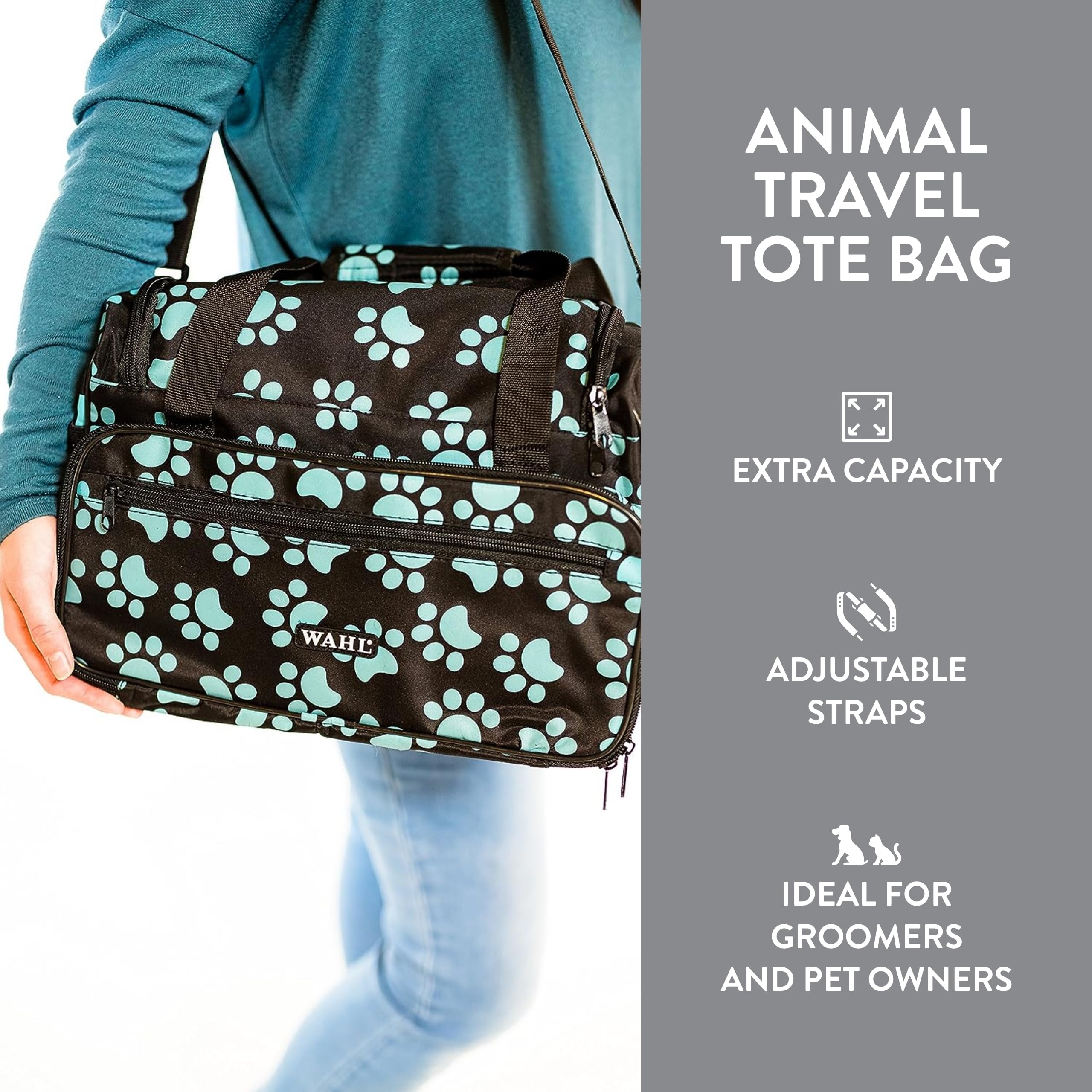 WAHL Professional Animal Travel Tote Bag with Zipper - (#97764-001) - Travel Bag - Storage Bag for Grooming Supplies - for Dog,
