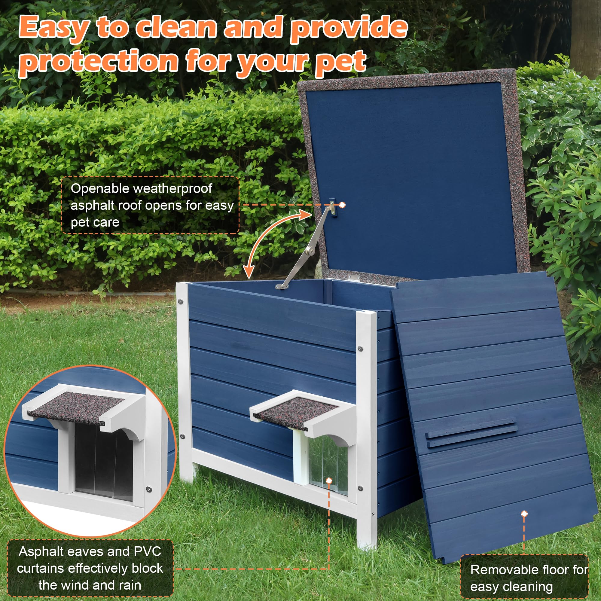 Deblue Weatherproof Outdoor Cat House, Warm Feral Cat House With All-Round Foam Layers, Insulated Cat House For Outdoor Cats In