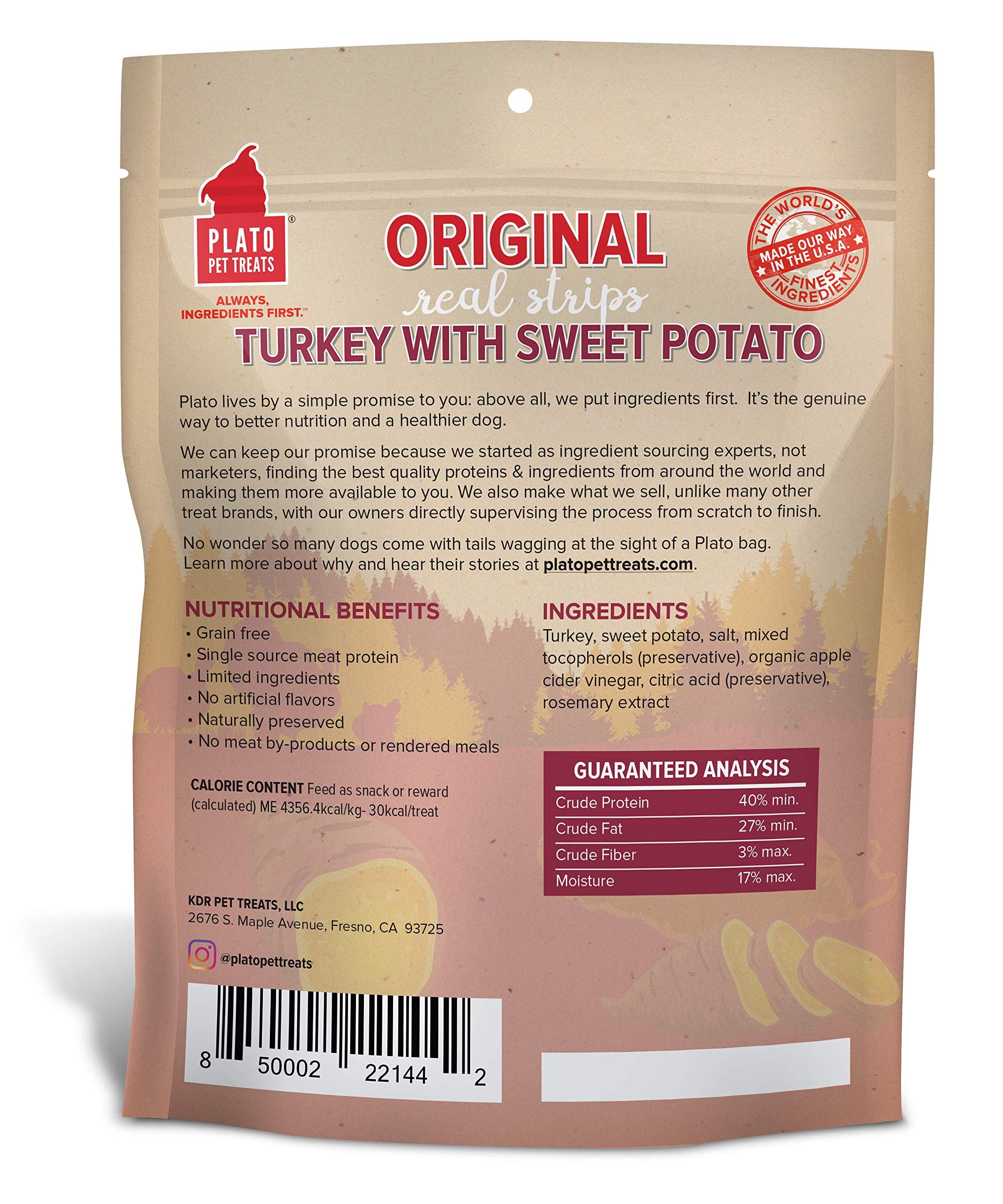 PLATO Original Real Strips Turkey & Sweet Potato 18oz, Natural (1442)