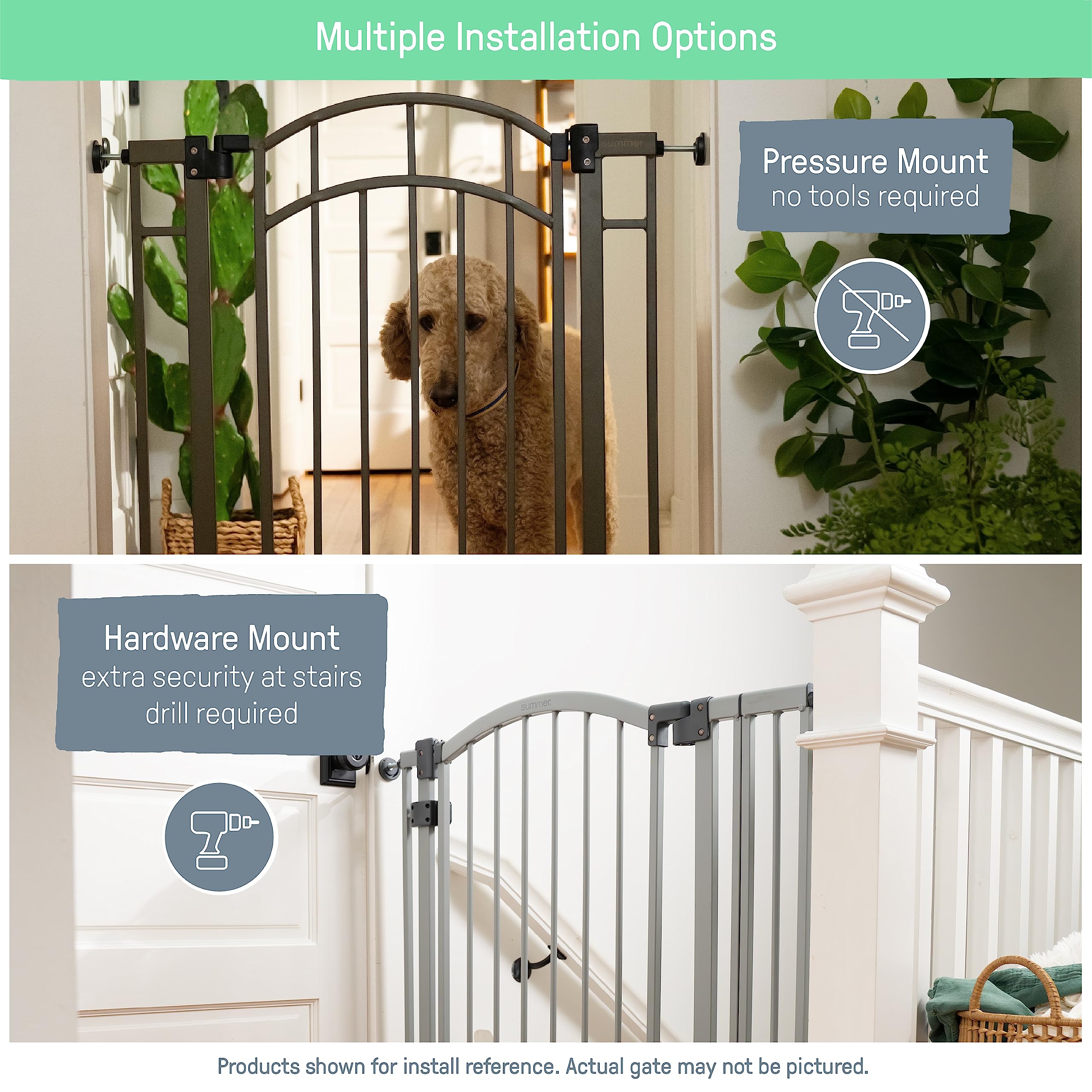 Summer Infant Modern Home Walk-Thru Safety Pet And Baby Gate, 28'-42' Wide, 30' Tall, Pressure Or Hardware Mounted, Install On Wall Or Banister In Doorway Or Stairway, Auto Close Door - Gray