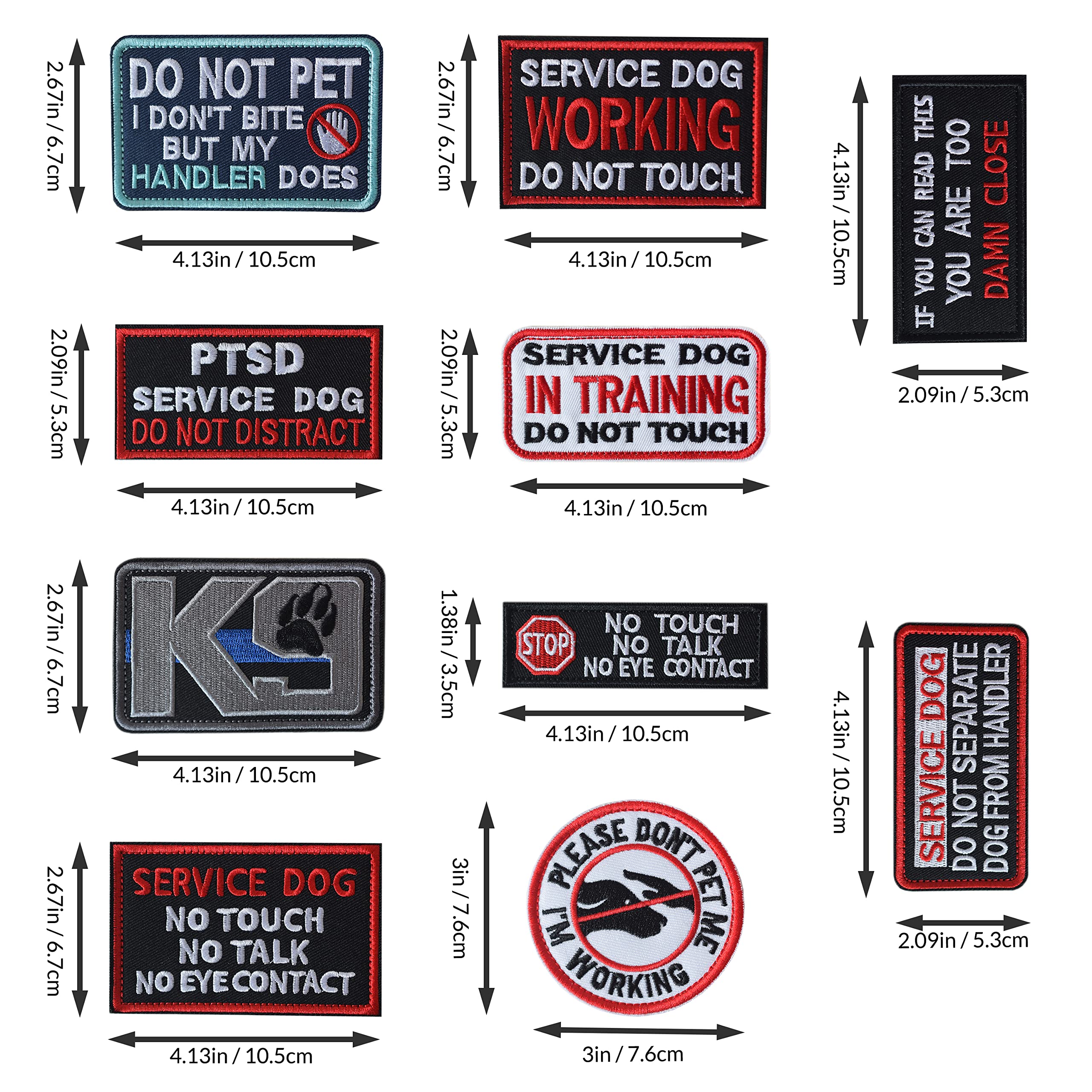 10 Pieces Service Dog K9 Please Don'T Pet Me In Training No Touch Full Embroidered Badge Emblem Patch For Service Dogs Harness V