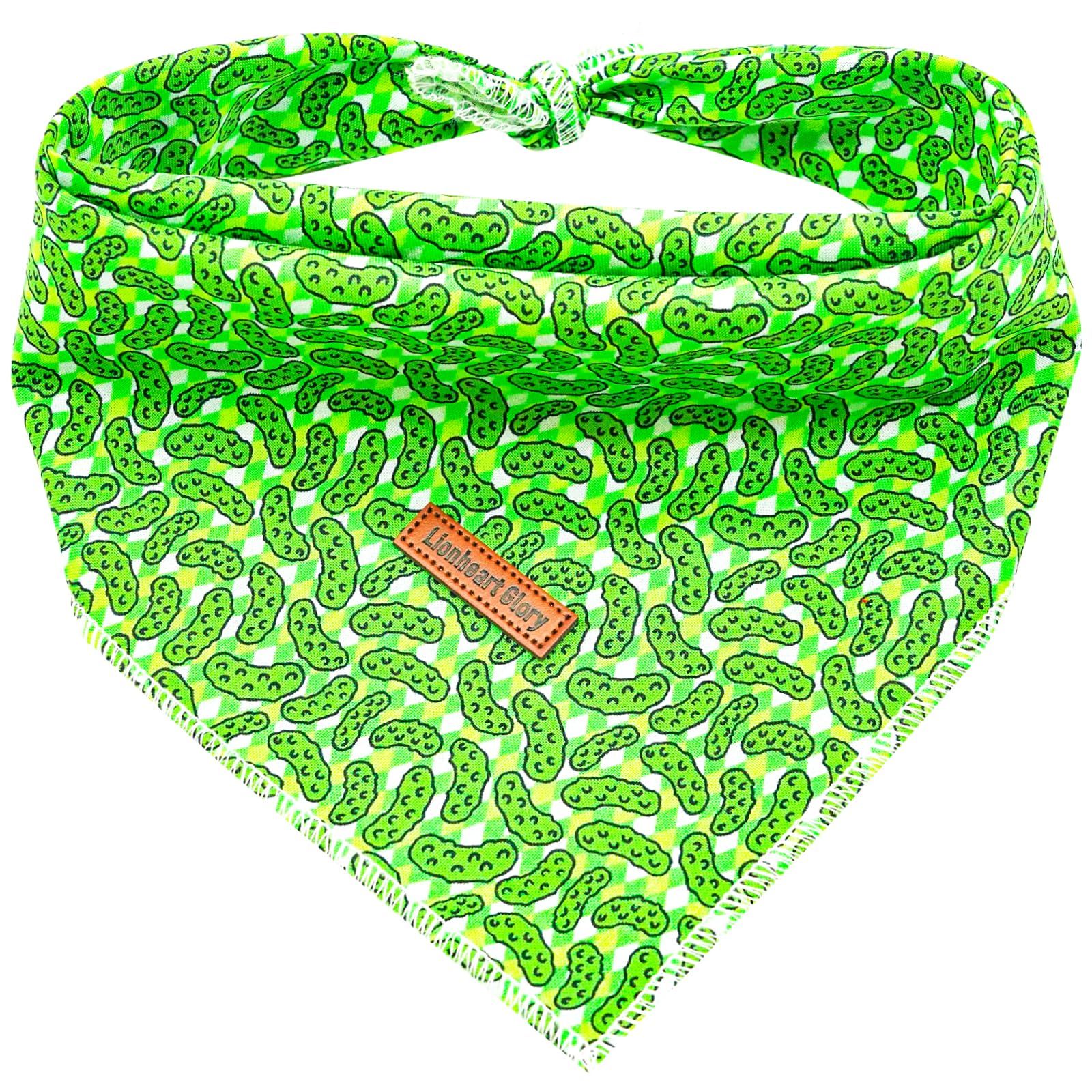 Lionheart Glory Green Cucumber Dog Bandana - Soft Washable Square Adjustable Dog & Cat Scarf, 1 Pack