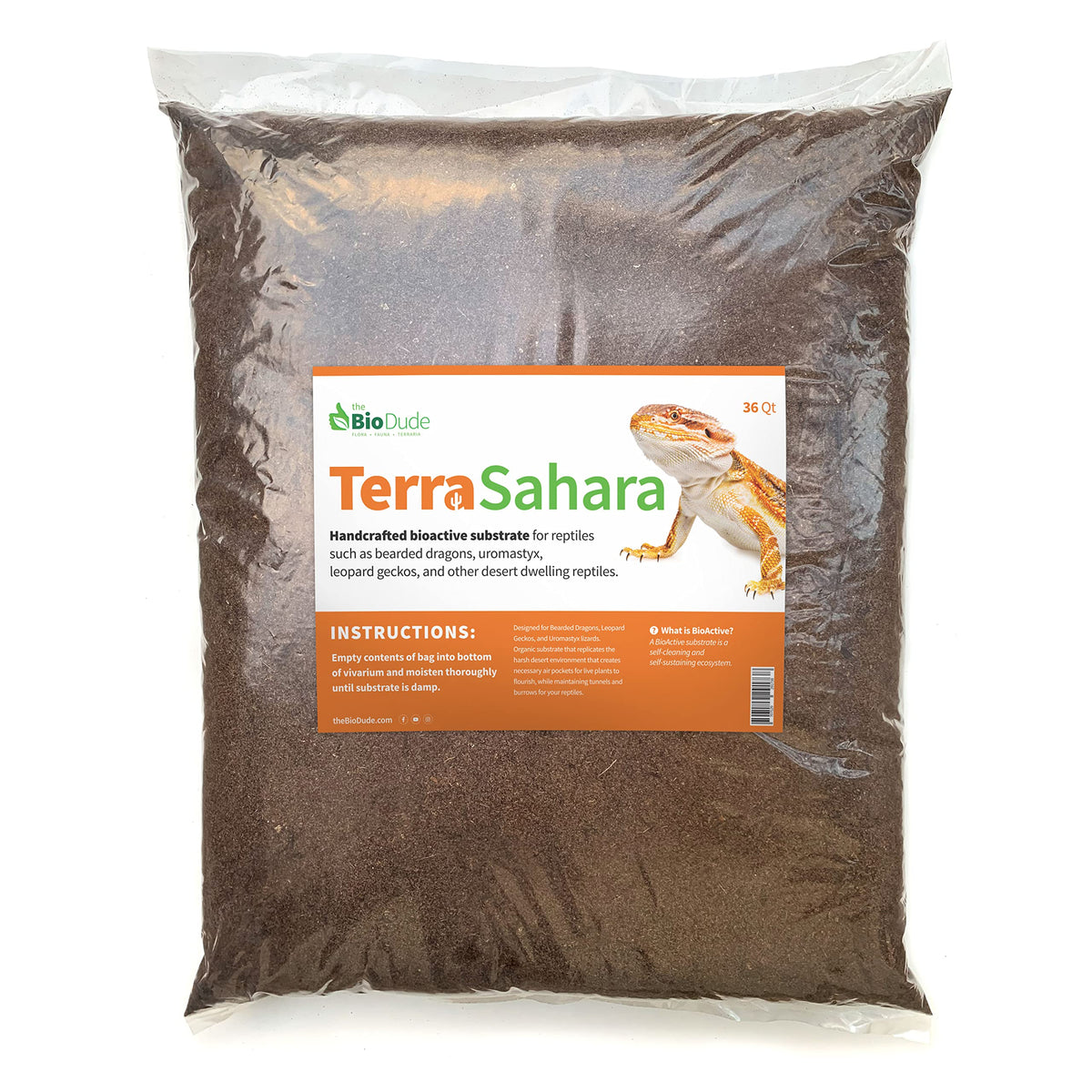 The Bio Dude Terra Sahara Bioactive Reptile Substrate 36 Quarts For Terrariums And Vivariums. Bioactive Substrate For Bearded Dr