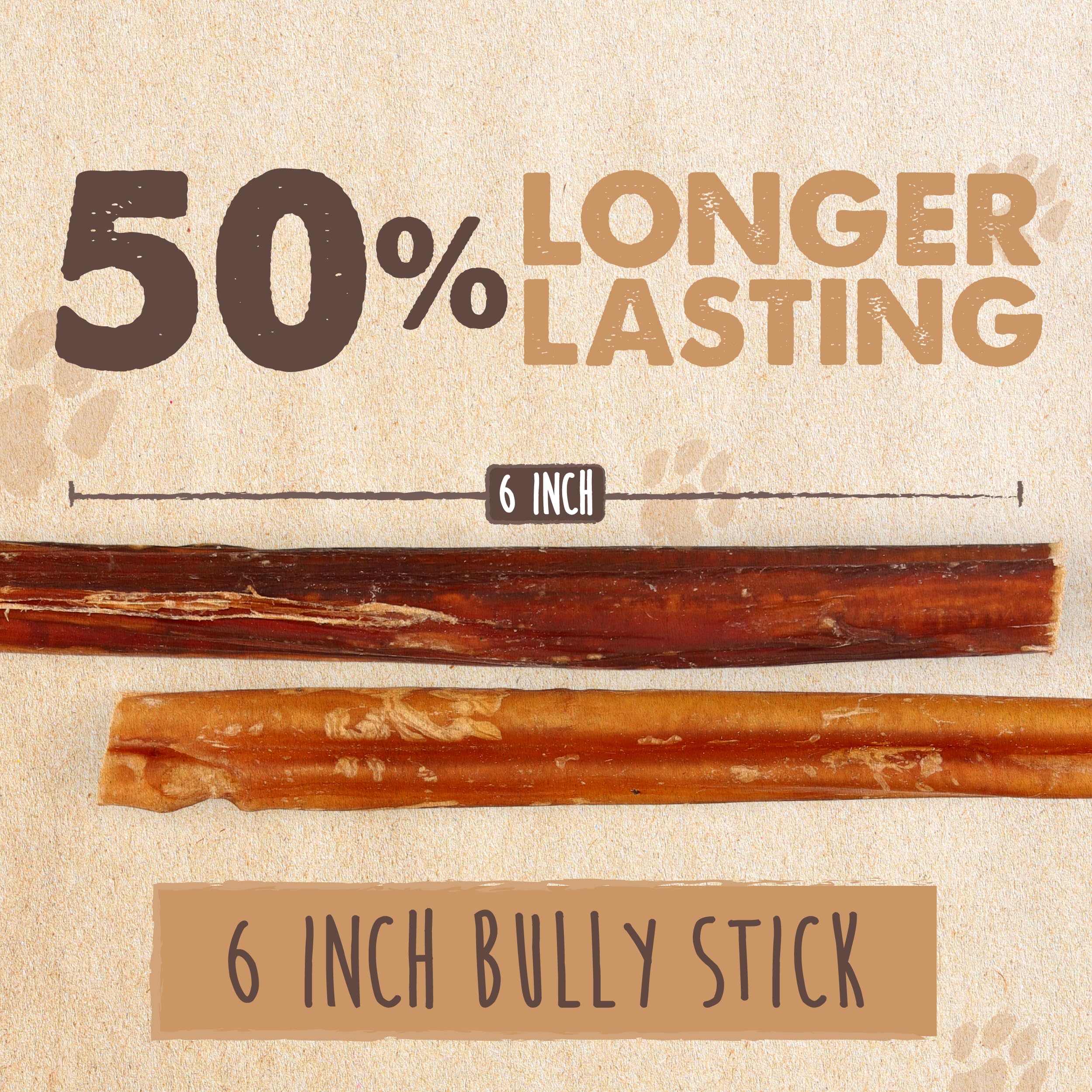 Mighty Paw Bully Sticks for Small & Medium Dogs - Grass Fed Beef Chews, Lower Odor, 6" - 10 Pack, 1.2 Ounce