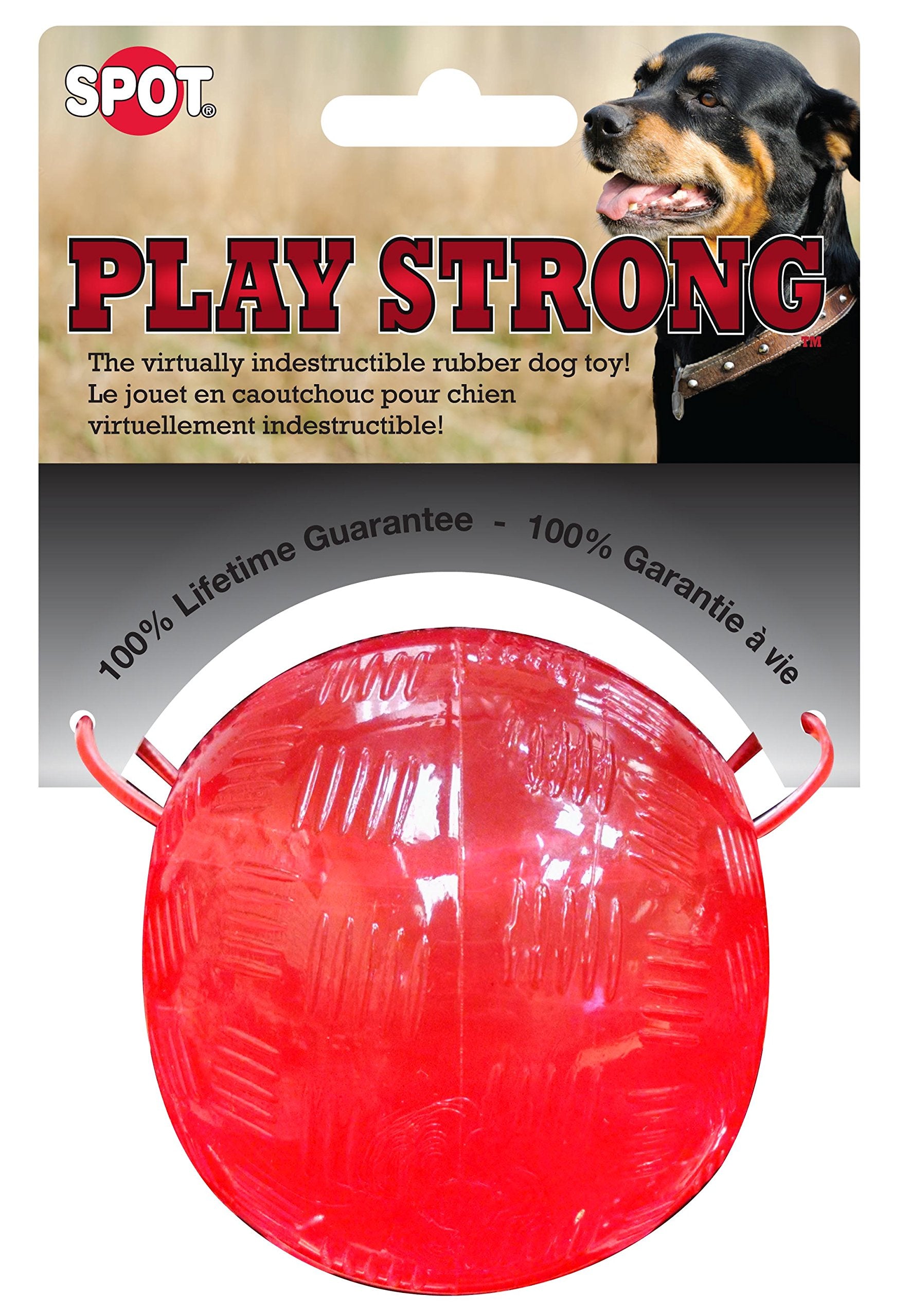 Spot Play Strong Rubber Ball Dog Toy - Red - 3.25'' Diameter