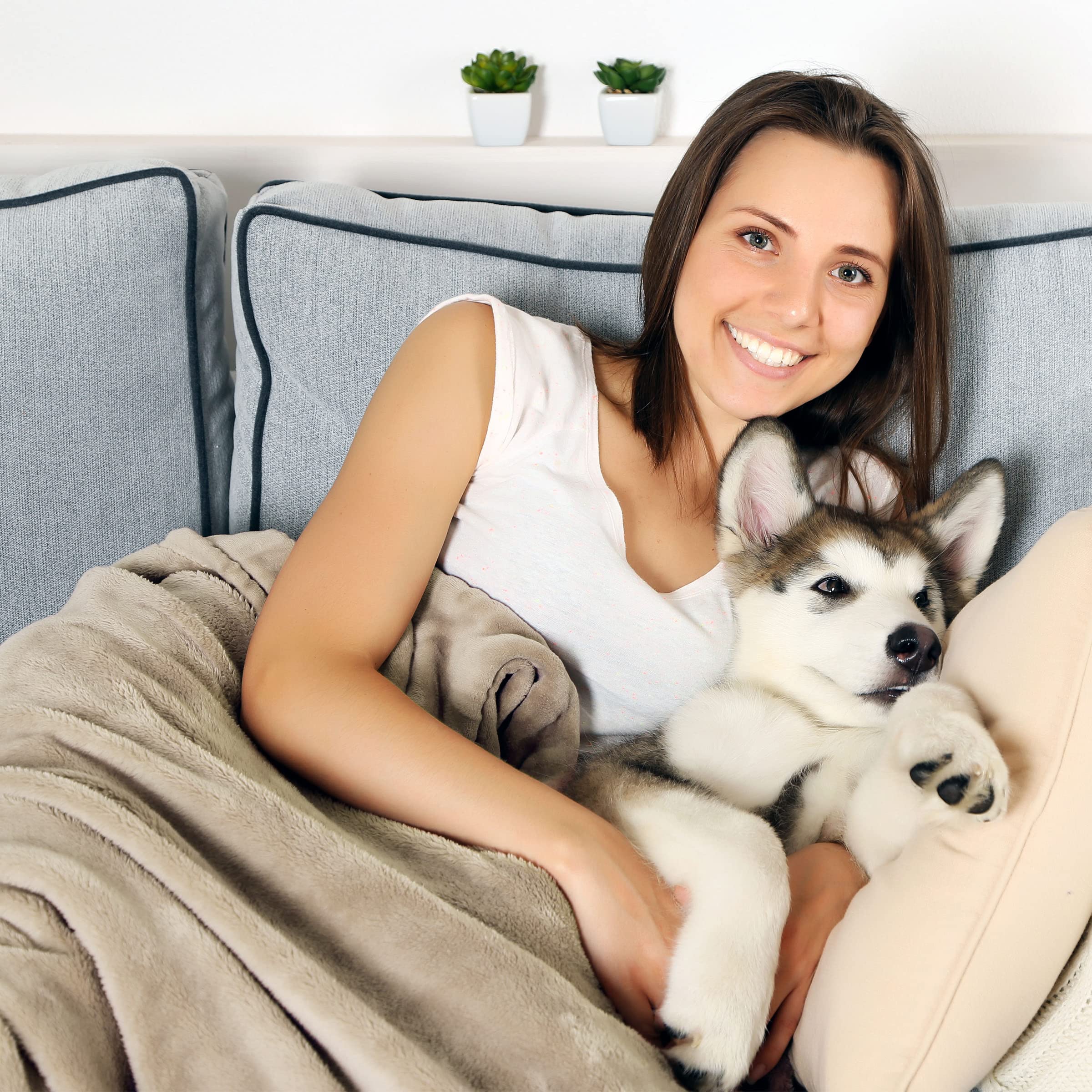 Waterproof Blanket For Dogs And Cats - Reversible 50X60 Throw For Couch, Bed, Or Car Protection Against Spills, Stains, And Pet Fur By Petmaker (Tan)