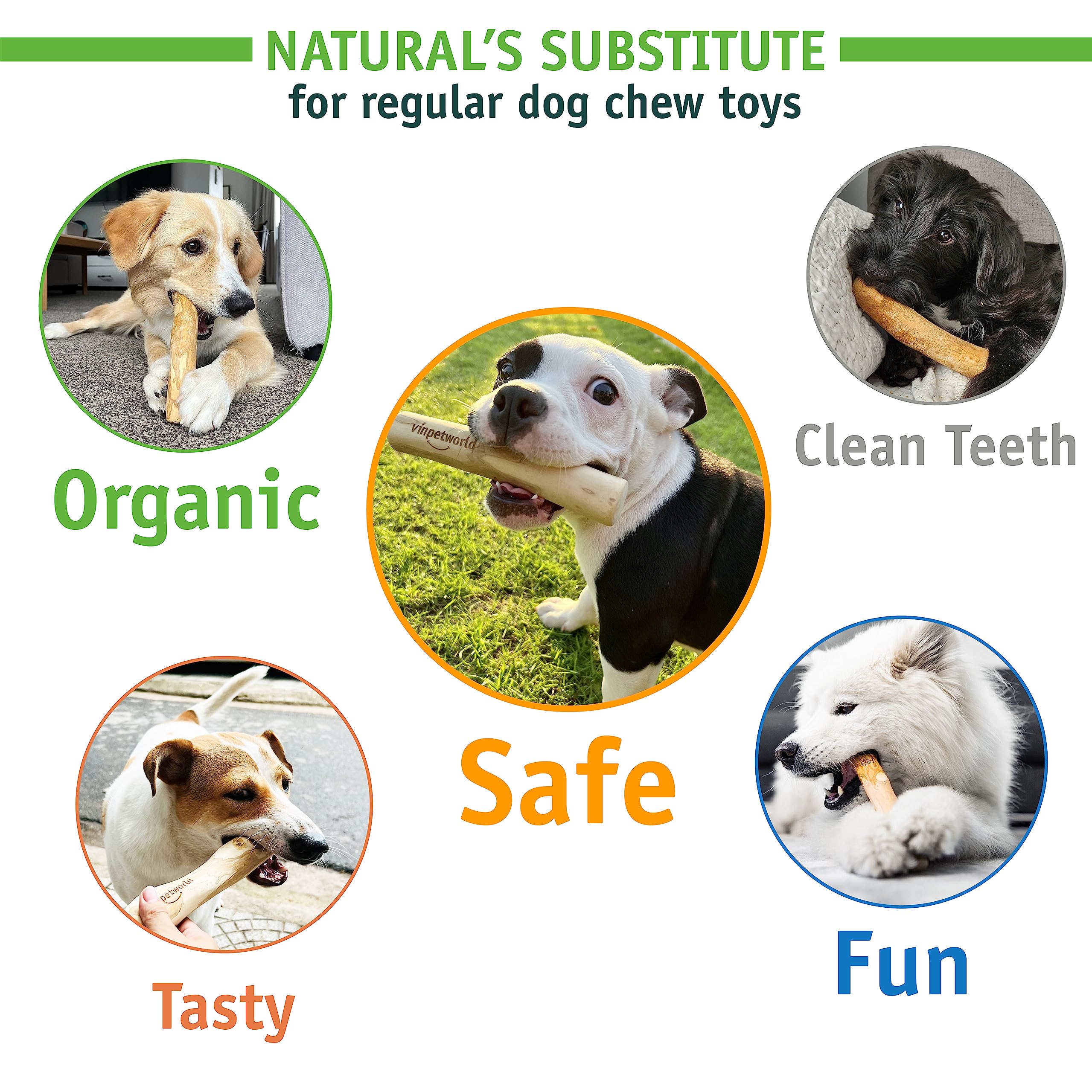 Vinpetworld Coffee Wood Dog Chew Toy | 100% Natural From Vietnam Forest (R) | Safe And Long-Lasting Real Coffee Wood | A Perfect Toy For Your Joyful Four-Legged Friend - Size S