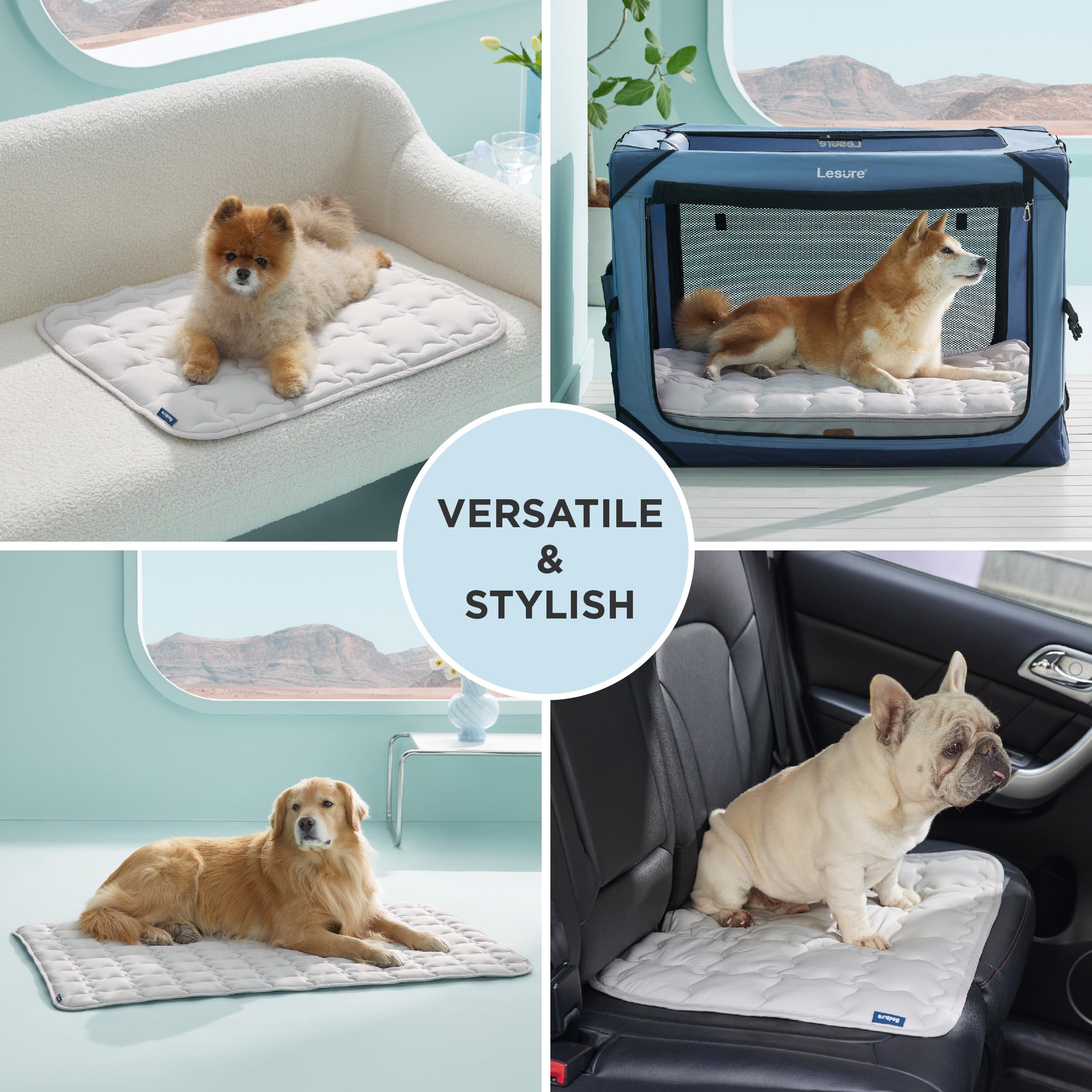 Bedsure Cooling Mat For Large Dogs - 41X28 Thin Washable Cooling Pet Pad For Puppy, Qmax>0.5, Xl Portable Kennel Puppy Bed For S