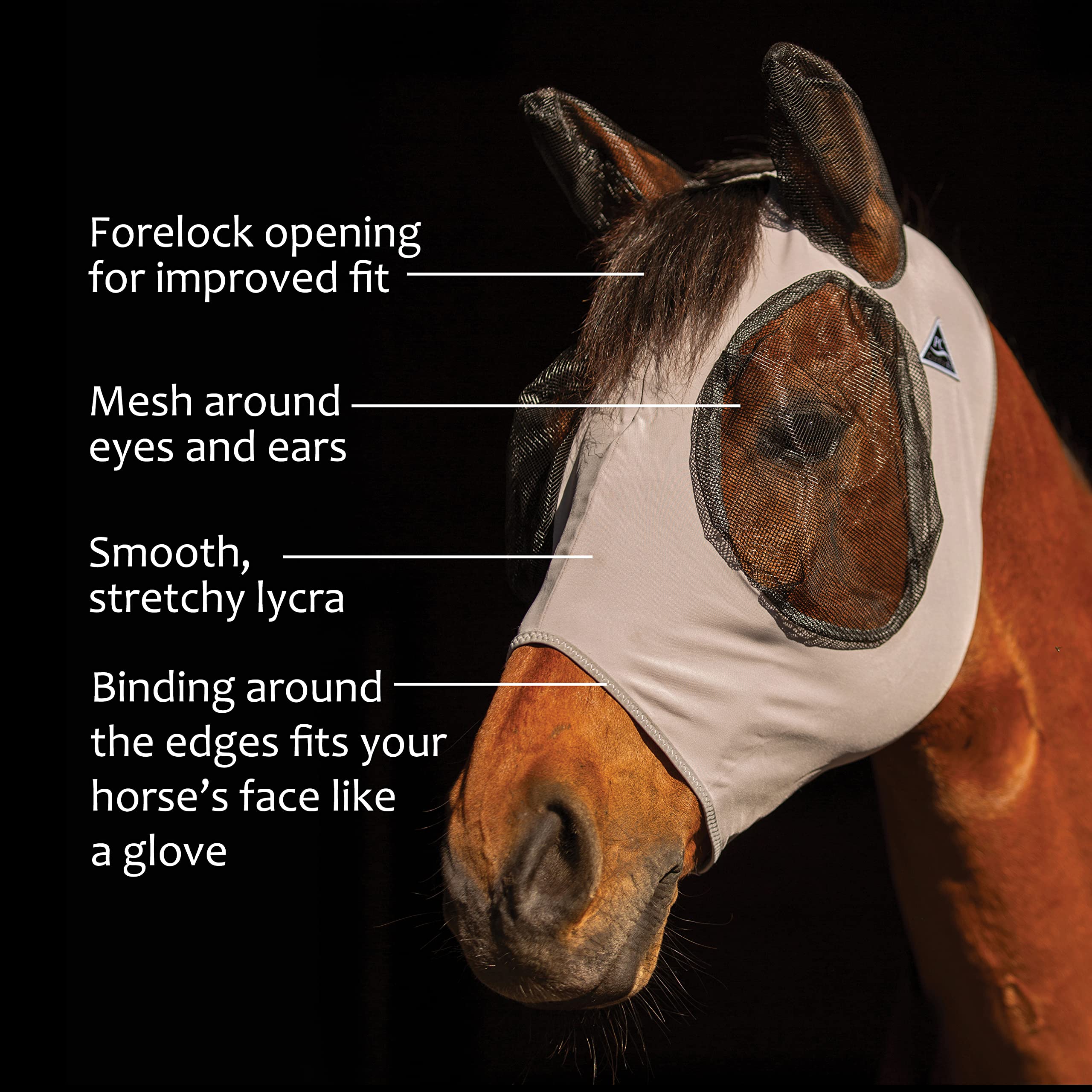 Professionals Choice Comfort-Fit Horse Fly Mask - Charcoal Pattern - Maximum Protection and Comfort for Your Horse