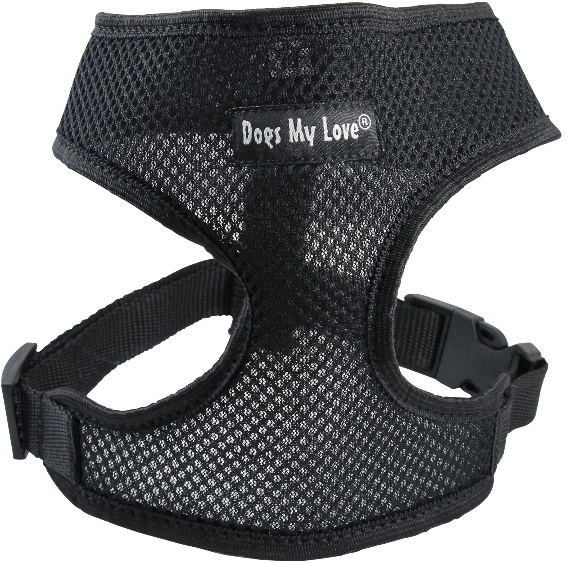 Dogs My Love Soft Mesh Walking Harness For Dogs And Puppies 6 Sizes Black (Xs (Neck Max: 9'; Chest Girth: 10'-15'))
