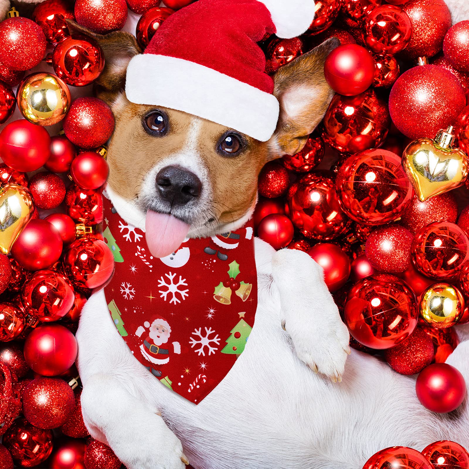 Weewooday 20 Pieces Christmas Dog Bandanas For Dogs Santa Claus Christmas Tree Triangle Pet Bib Adjustable Pet Bandana Soft Dogg