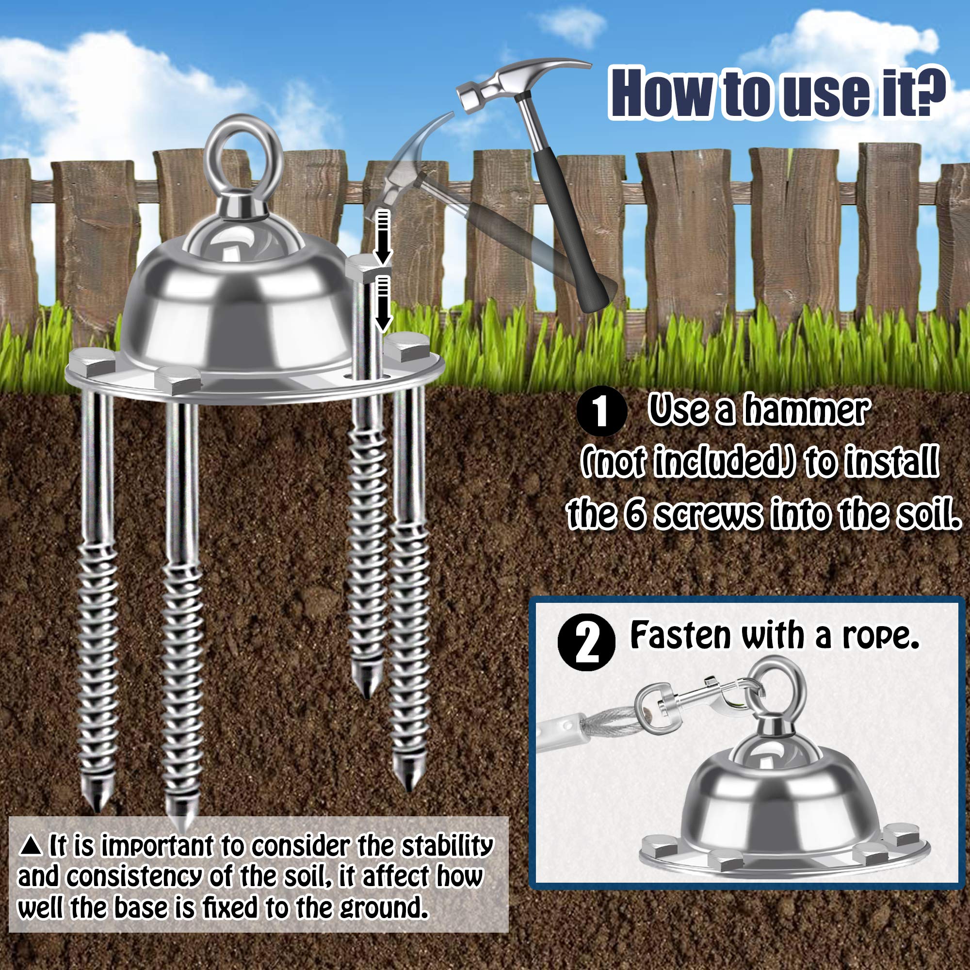 Highland Farms Select Heavy Duty 360° Swivel Dog Tie Out Stake - Rust Proof Anchor Holds 1000Lbs for Yard & Outdoor Use
