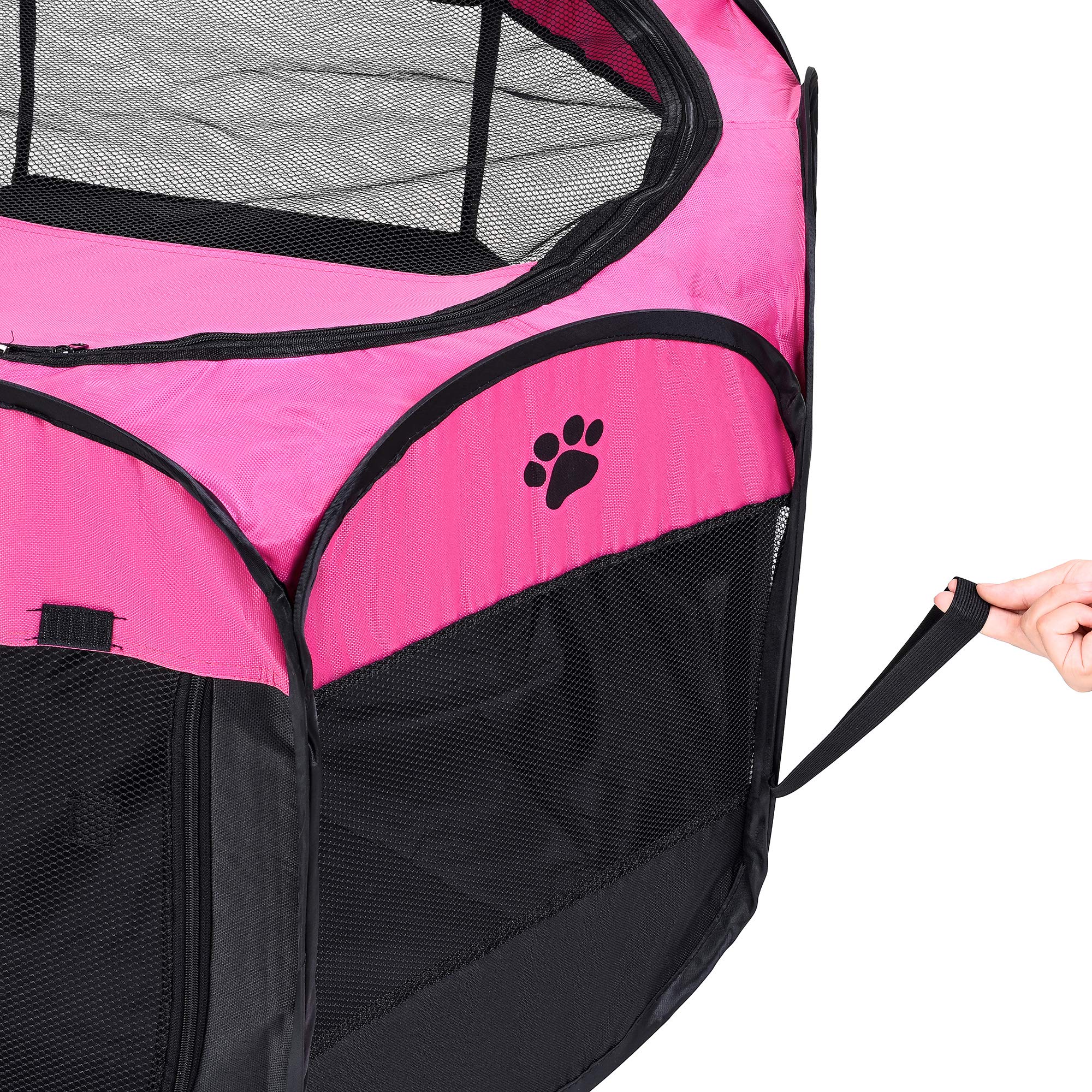 Mile High Life | Foldable Dog Playpen | Portable Dog Crate W Removable Shade Cover | Dog Kennel Indoor/Outdoor W Carry Case | Pen Tent For Dog/Cat/Rabbit(Hot Pink, Medium (36'X36'X23'))