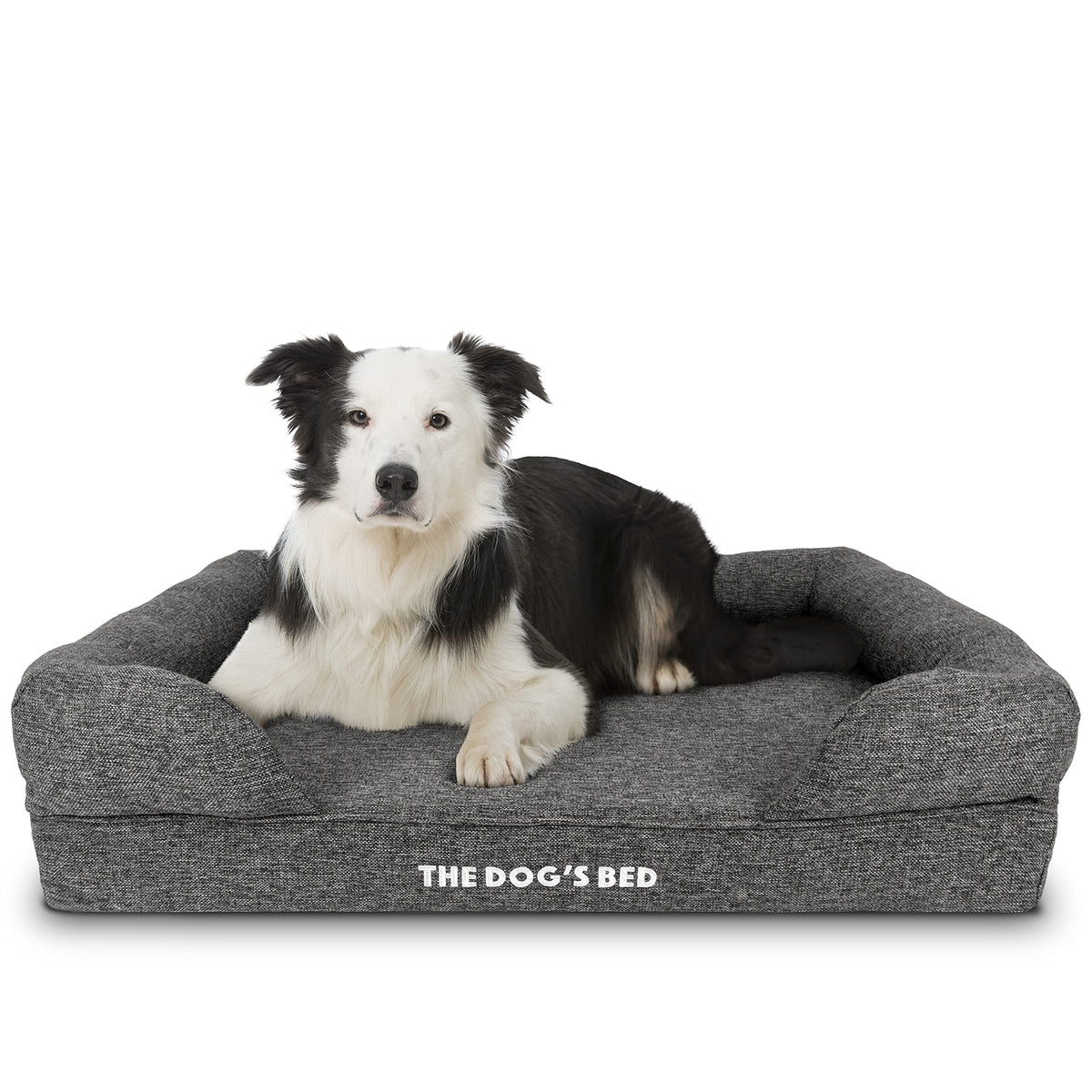 The Dog’S Bed Orthopedic Dog Bed Large Grey Linen 36X27, Memory Foam, Pain Relief: Arthritis, Hip & Elbow Dysplasia, Post Surgery, Lameness, Supportive, Calming, Waterproof Washable Cover