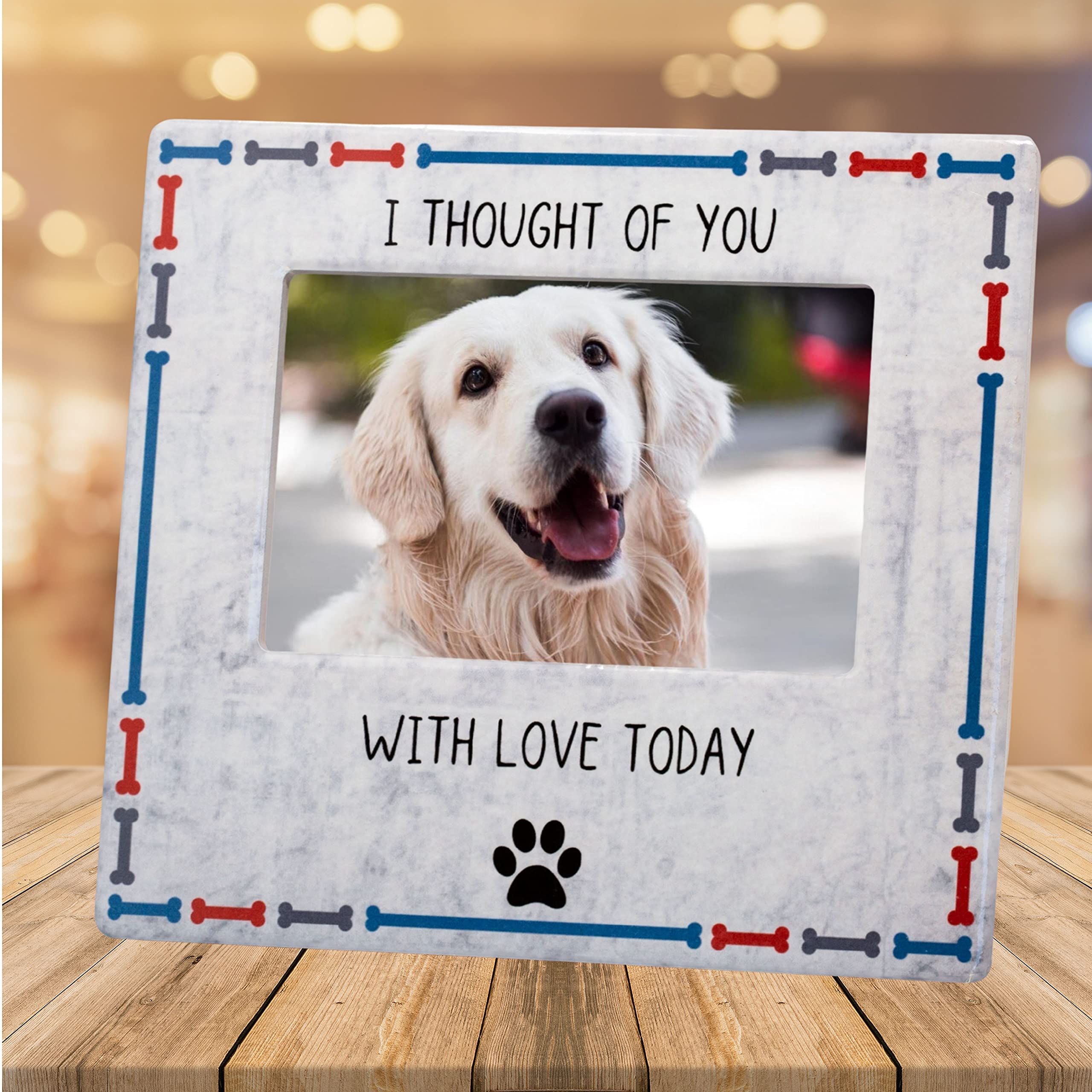 Banberry Designs Pet Memorial Picture Frame - I Thought Of You With Love Today - Dog Memorial Gift For Loss Of A Dog - Tabletop Keepsake Frame - Easel Back - 4'X6'