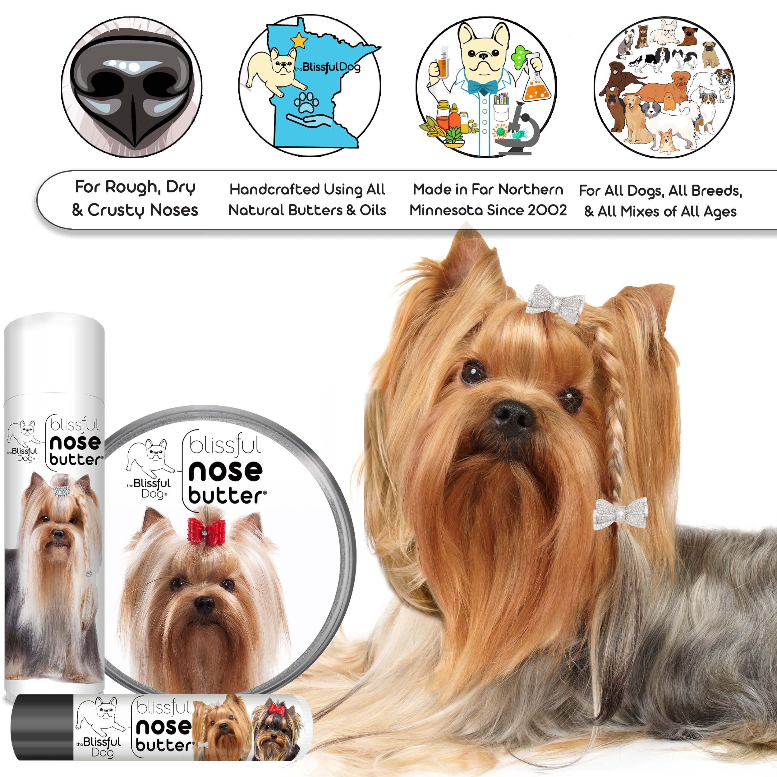 The Blissful Dog Yorkshire Terrier Unscented Nose Butter, 1-Ounce