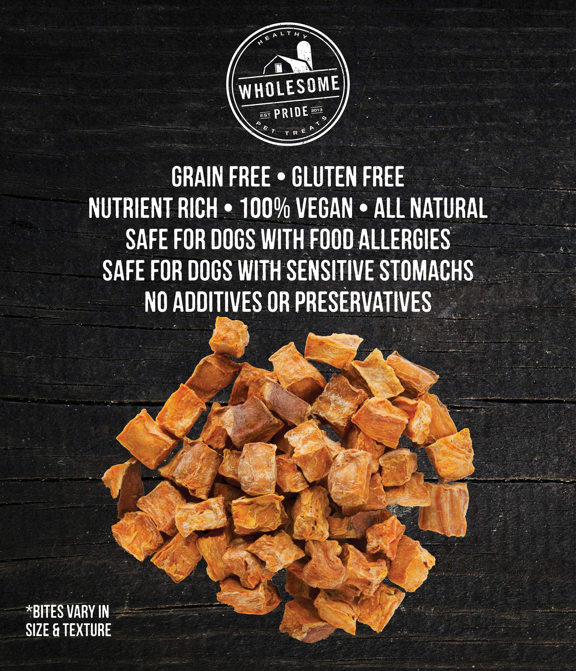 Wholesome Pride Sweet Potato Bites Dog Treats, 100% All-Natural, 16 oz, USA-Sourced, Orange