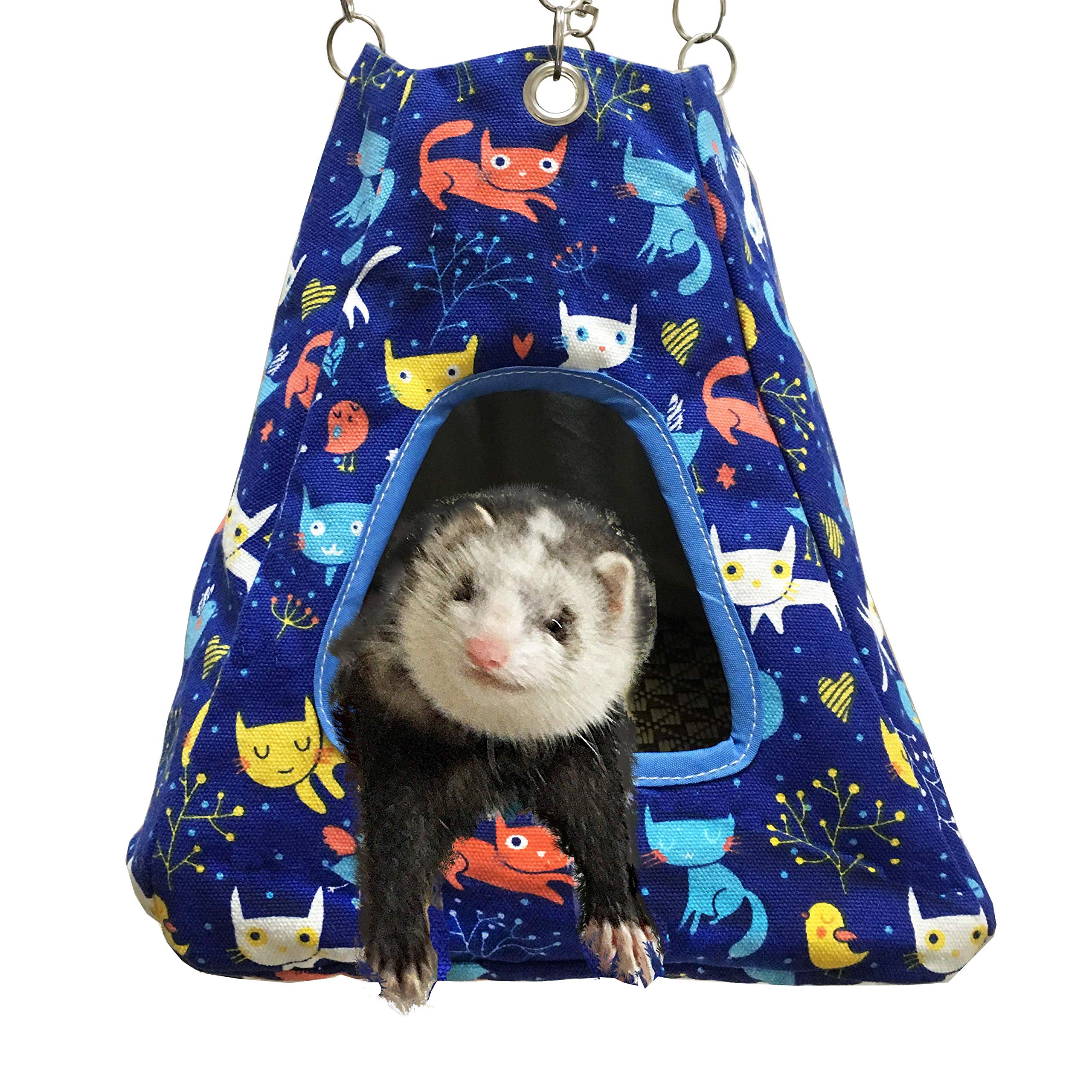 Fulue Small Animal Ferret Rat Guinea Pig Degu Gerbil Mice Hamster Chincilla Hammock Sleeper Cage Accessories (Blue Tent)