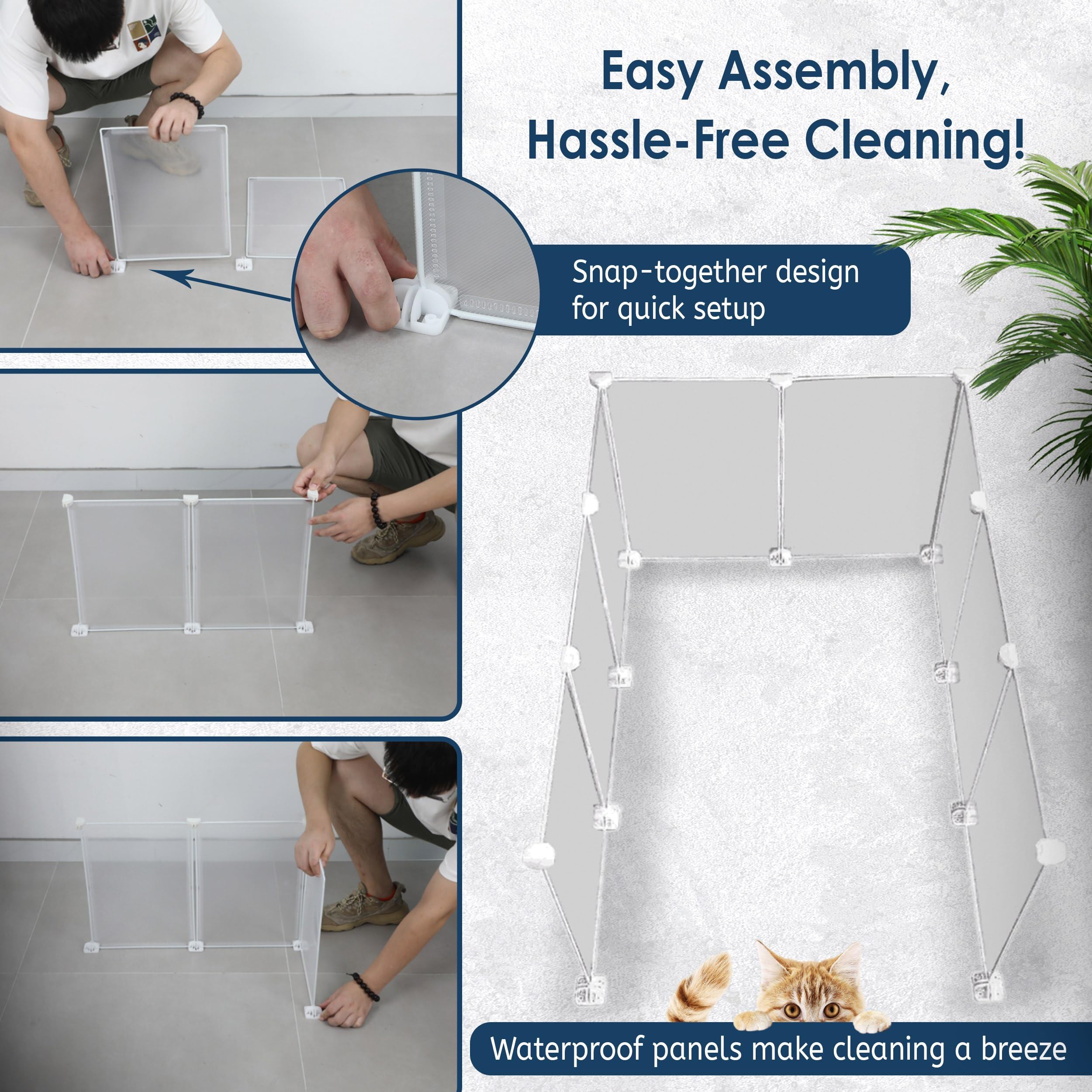 Tidyfriend Litter Box Splash Guard 24    X 32   , Small Dog Litter Box Shield Guard With Pee Pad Holder Tray 30'' X 23   , Easy