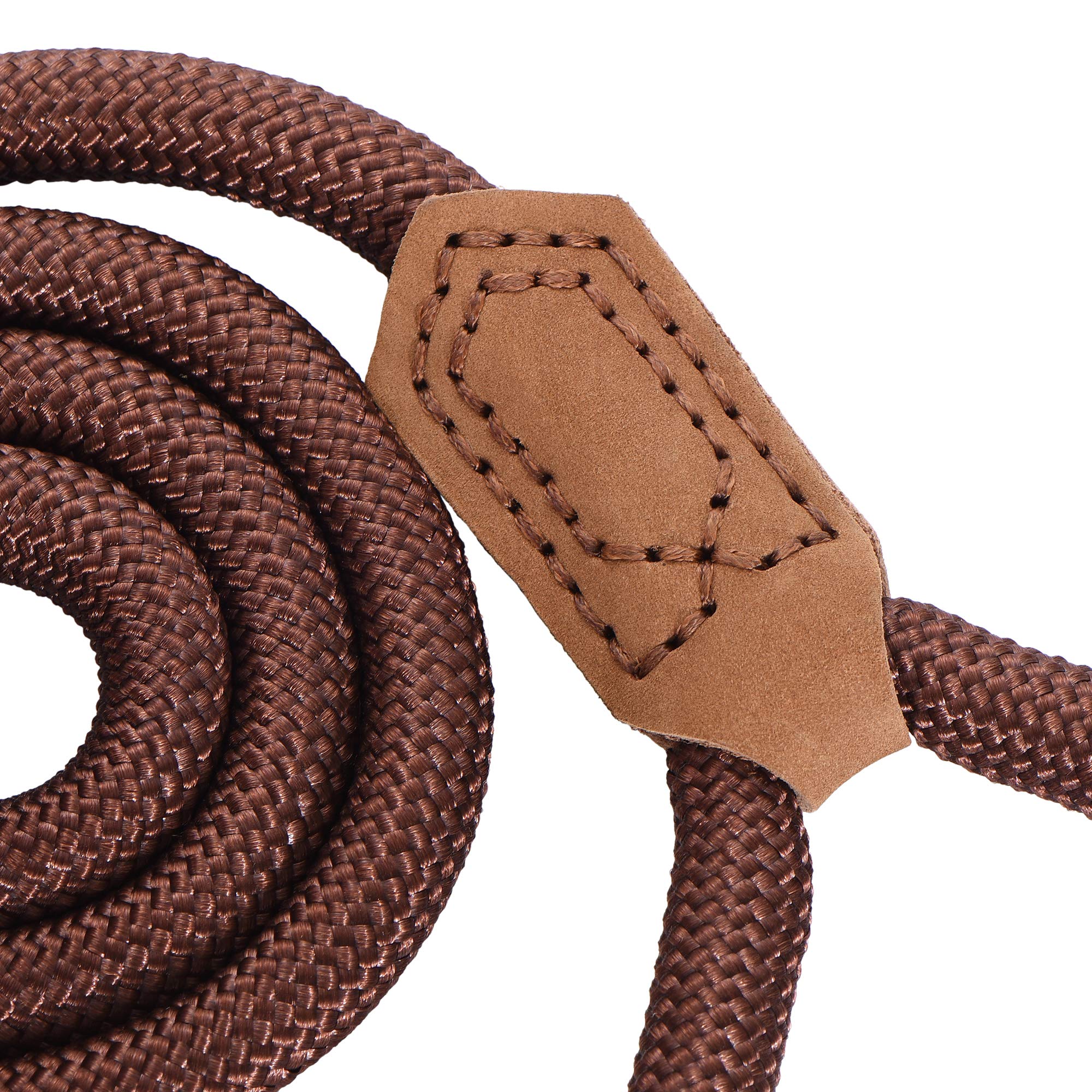 Mile High Life | Premium Leather Dog Leash | Strong Rope Leash | Leather Handle | Zinc Alloy Strong Clasp | Small Medium Large Dogs | 4/5/6 Feet(Dark Brown, 72 Inch (Pack Of 1))