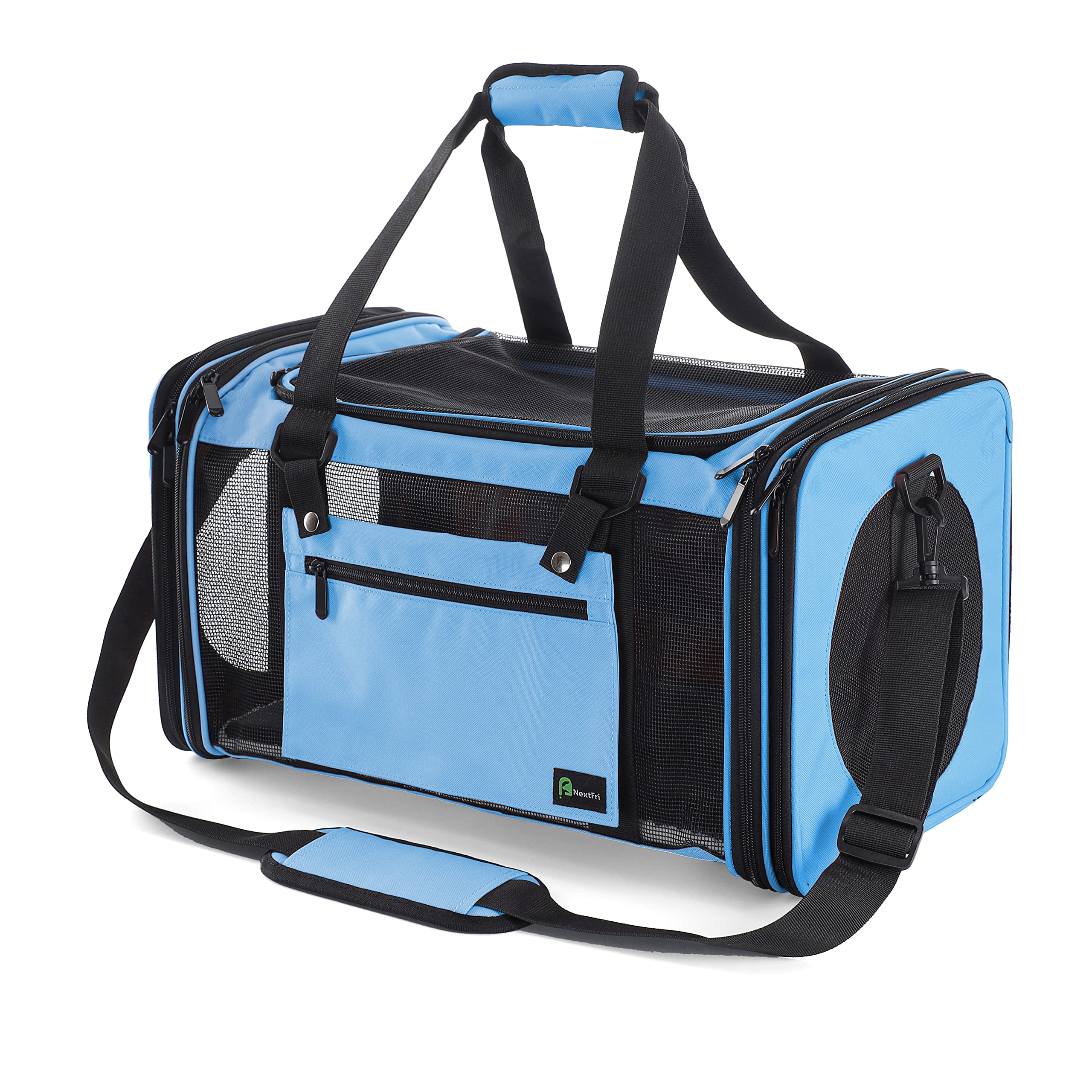 NextFri Soft-Sided Pet Carrier for Cats Small Dogs of 15 Lbs Medium Blue