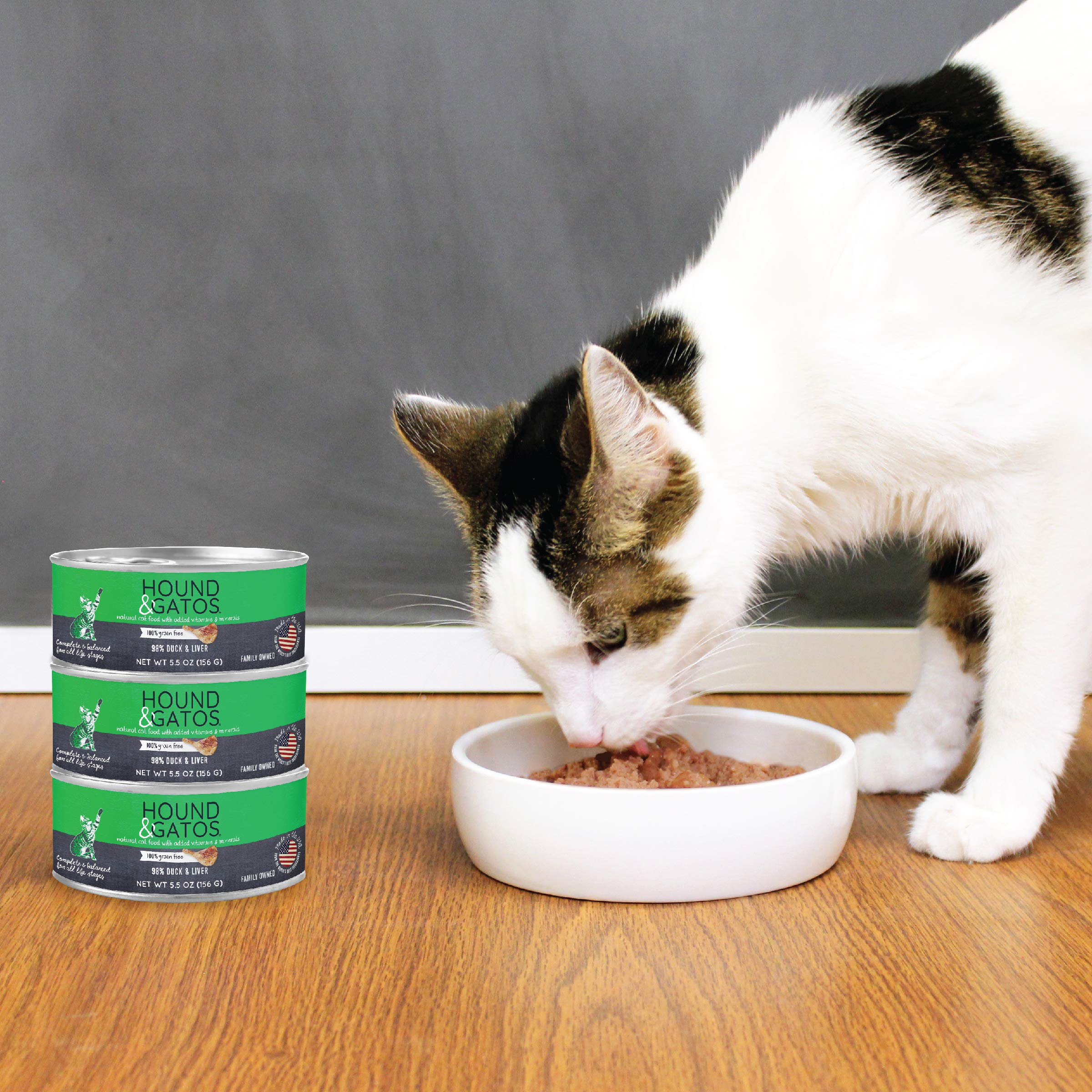 Hound & Gatos Wet Cat Food, 98% Duck & Liver, Grain Free Pate Cat Food, Real Meat, High Protein, Limited Ingredients, No Additiv