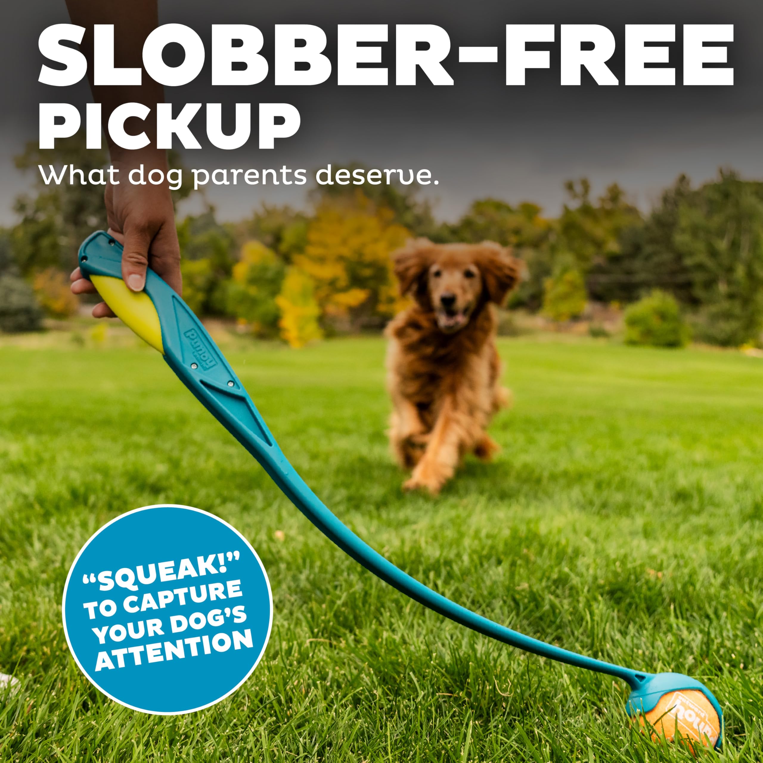 Outward Hound Interactive Dog Tennis Ball Launcher, Squeaking Handle, One-Size, Blue, Model 70509