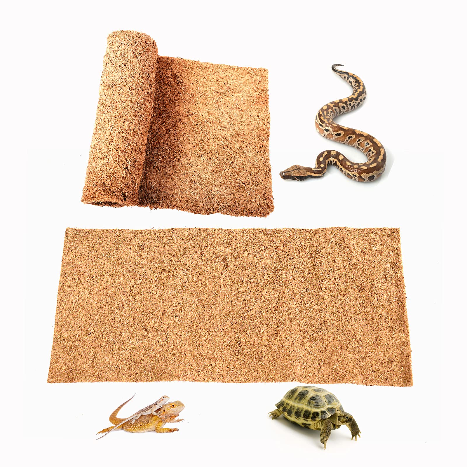 SISIPAI LIFE Reptile Carpet Natural Coconut Fiber, 36 x 18 Tortoise Carpet Mat for Pet Terrarium Liner, Reptile Bedding Supplies
