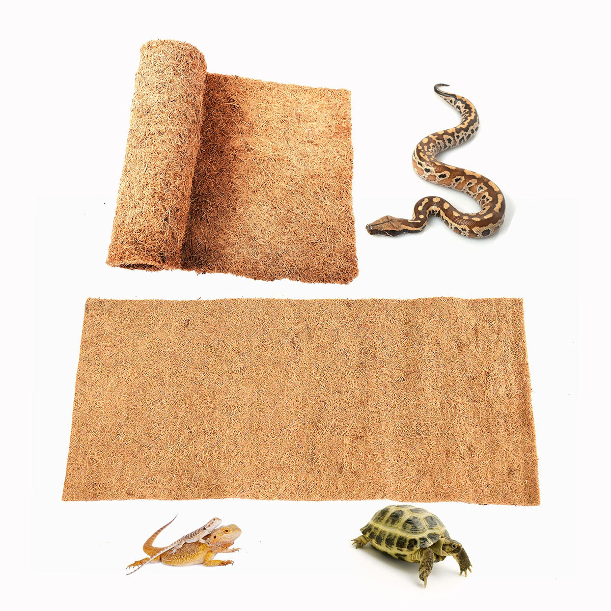 SISIPAI LIFE Reptile Carpet Natural Coconut Fiber, 36 x 18 Tortoise Carpet Mat for Pet Terrarium Liner, Reptile Bedding Supplies
