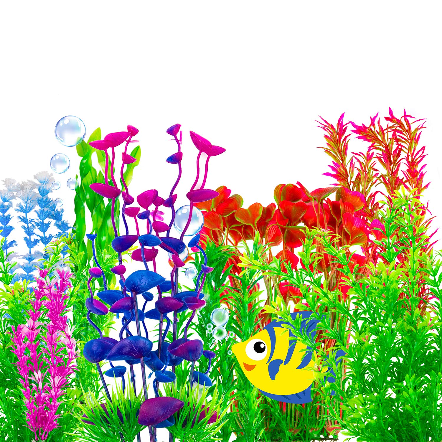 Cousduobe 30 Pack Artificial Aquarium Plants, Full Set Of Fish Tank Decorations, Various Sizes, Perfect Match (5.2 '-15.7') (30 Pack)