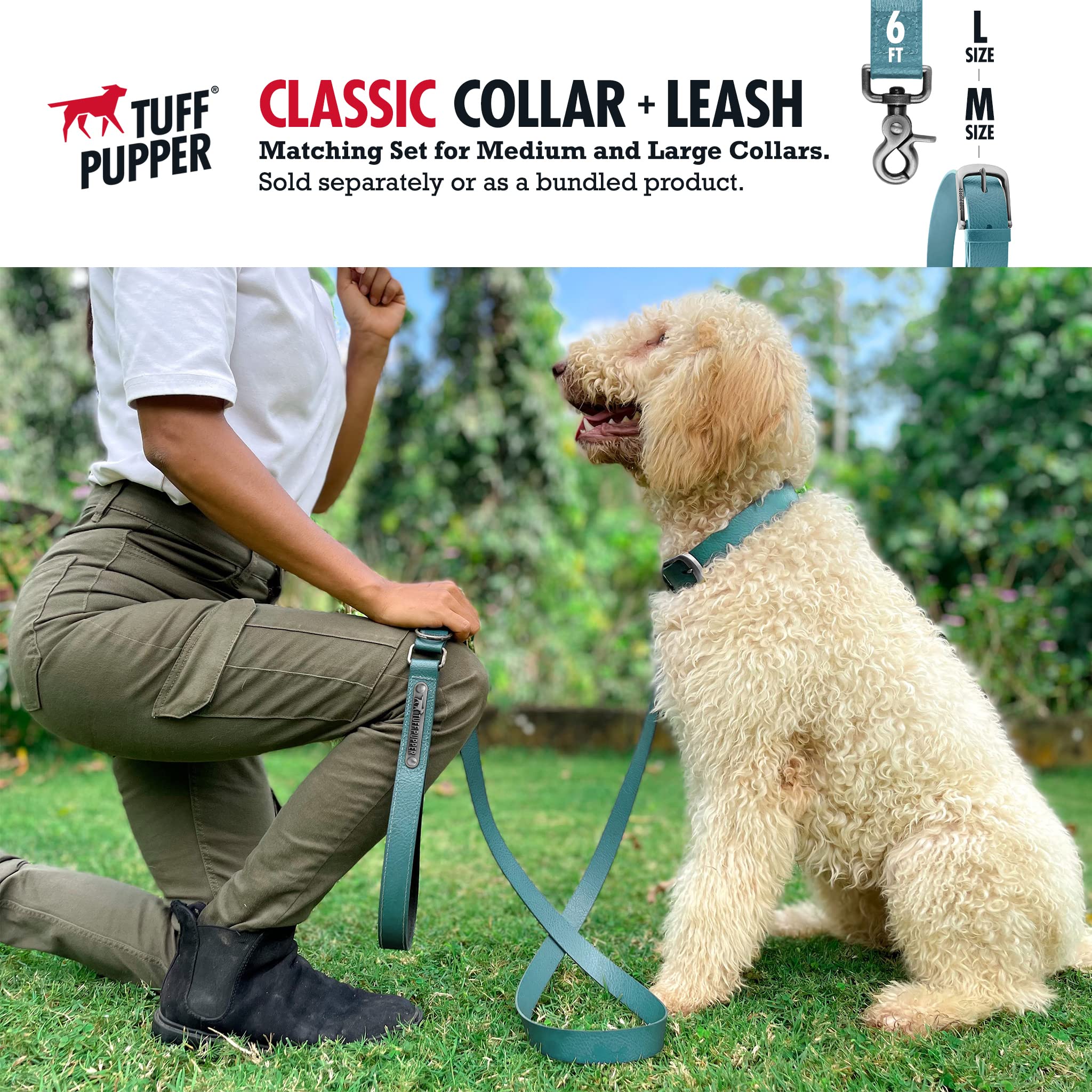 Tuff Pupper Classic Heavy Duty Dog Collar | 10X Stronger Than Leather | 100% Waterproof & Odor Proof Dog Collar | Tough Rust-Pro