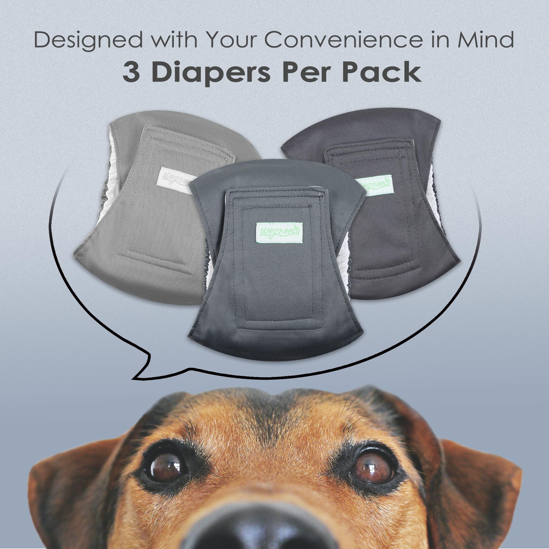 Wegreeco Washable Male Dog Belly Band (Stylish Pattern)- Pack Of 3 - Washable Male Dog Belly Wrap, Dog Diapers Male (Morandi, Large)