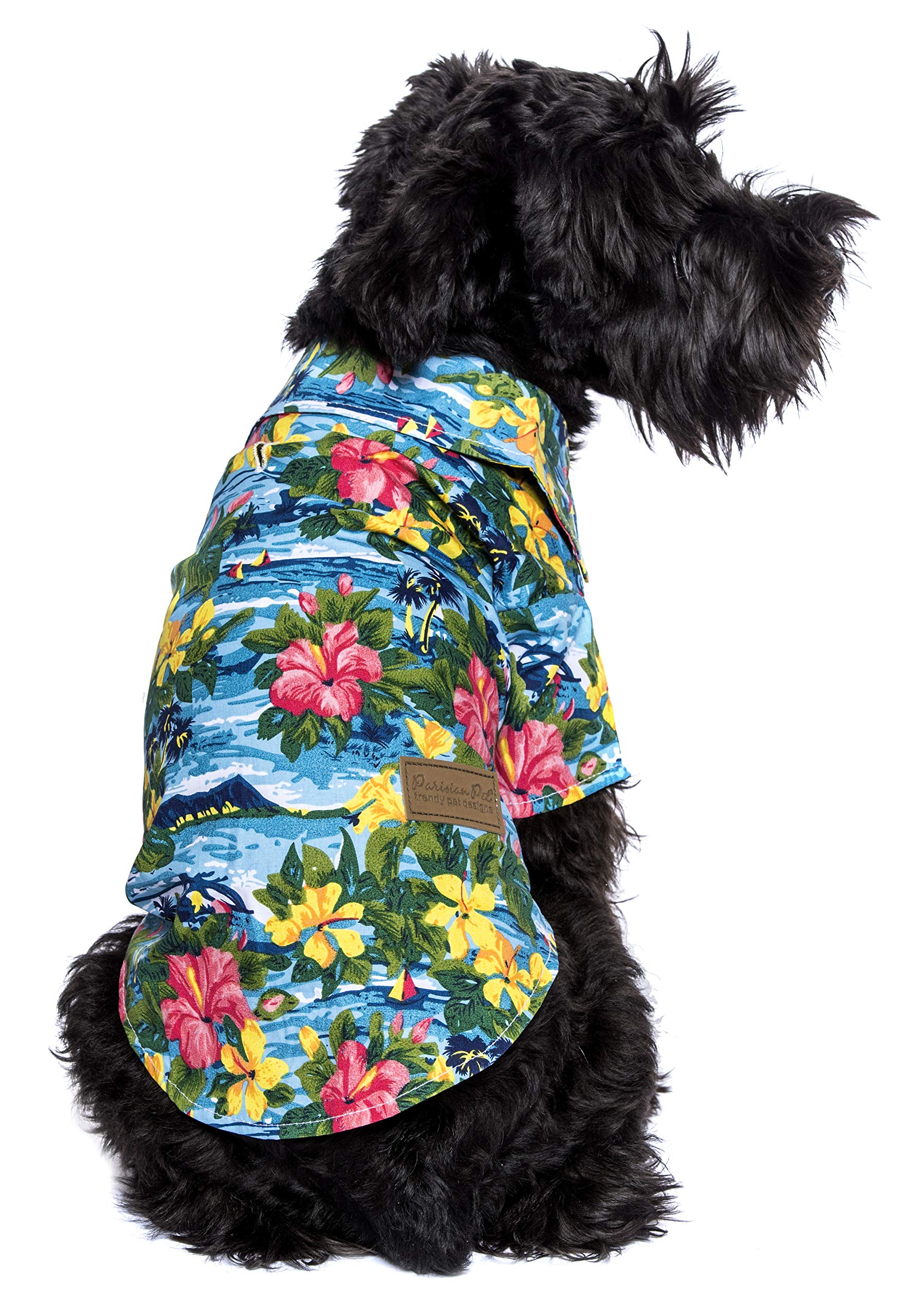 Parisian Pet Hawaiian Dog Shirt - Cotton Summer Clothes - Stylish Beach Outfit - Hook And Loop Closure - Machine Washable For Me