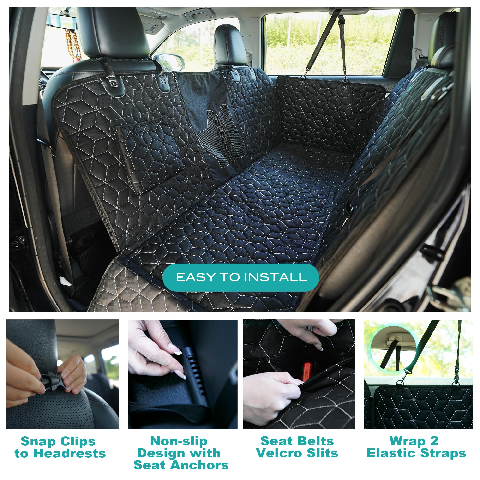 Heavy Duty Dog Hammock - 600D Waterproof Backseat Cover For Dogs In Car - Fits Midsize Suvs Like Highlander/Pilot/Outback/Explor